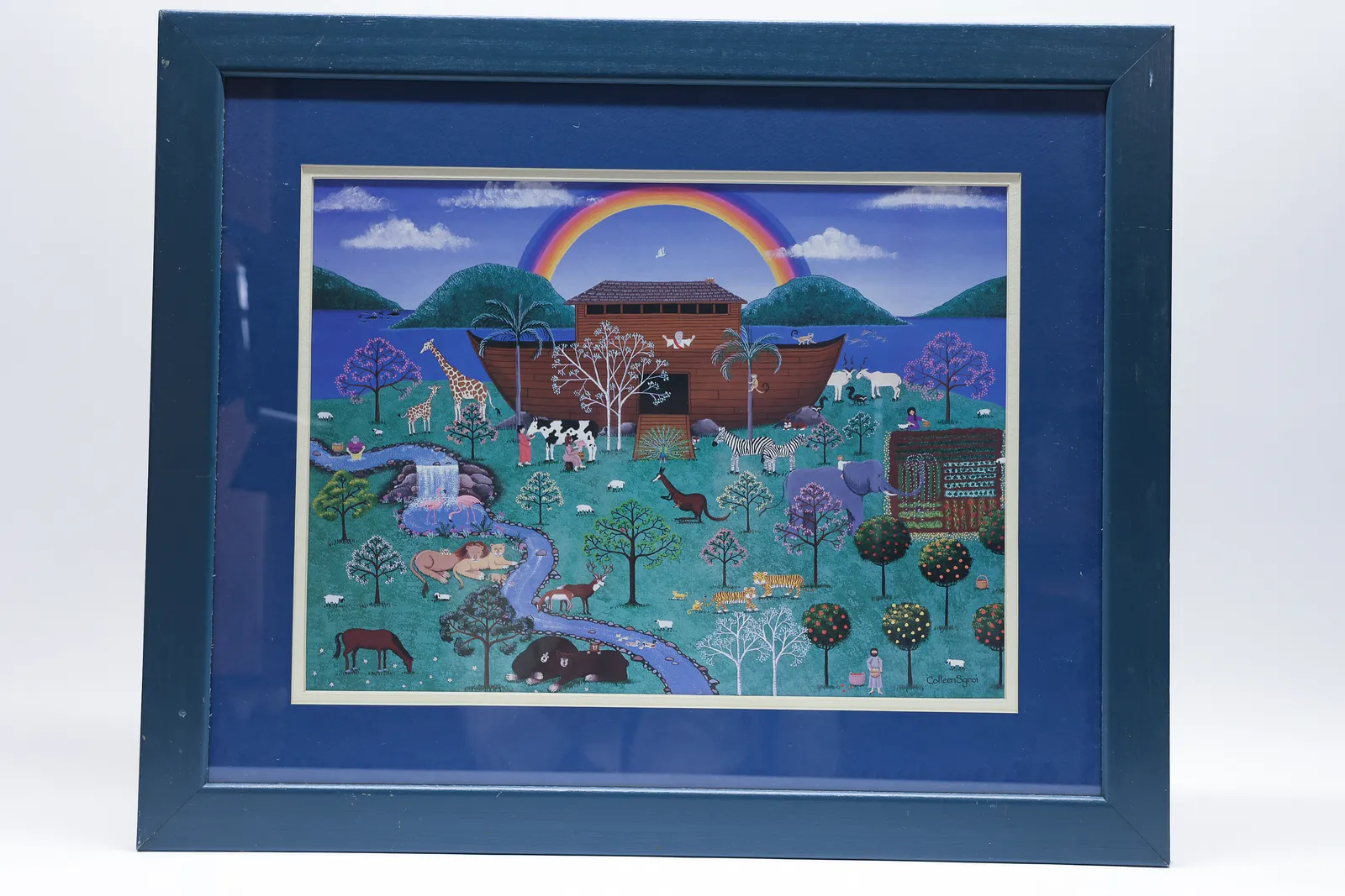 Colleen Sgroi Noah's Ark Folk Art Print, Framed