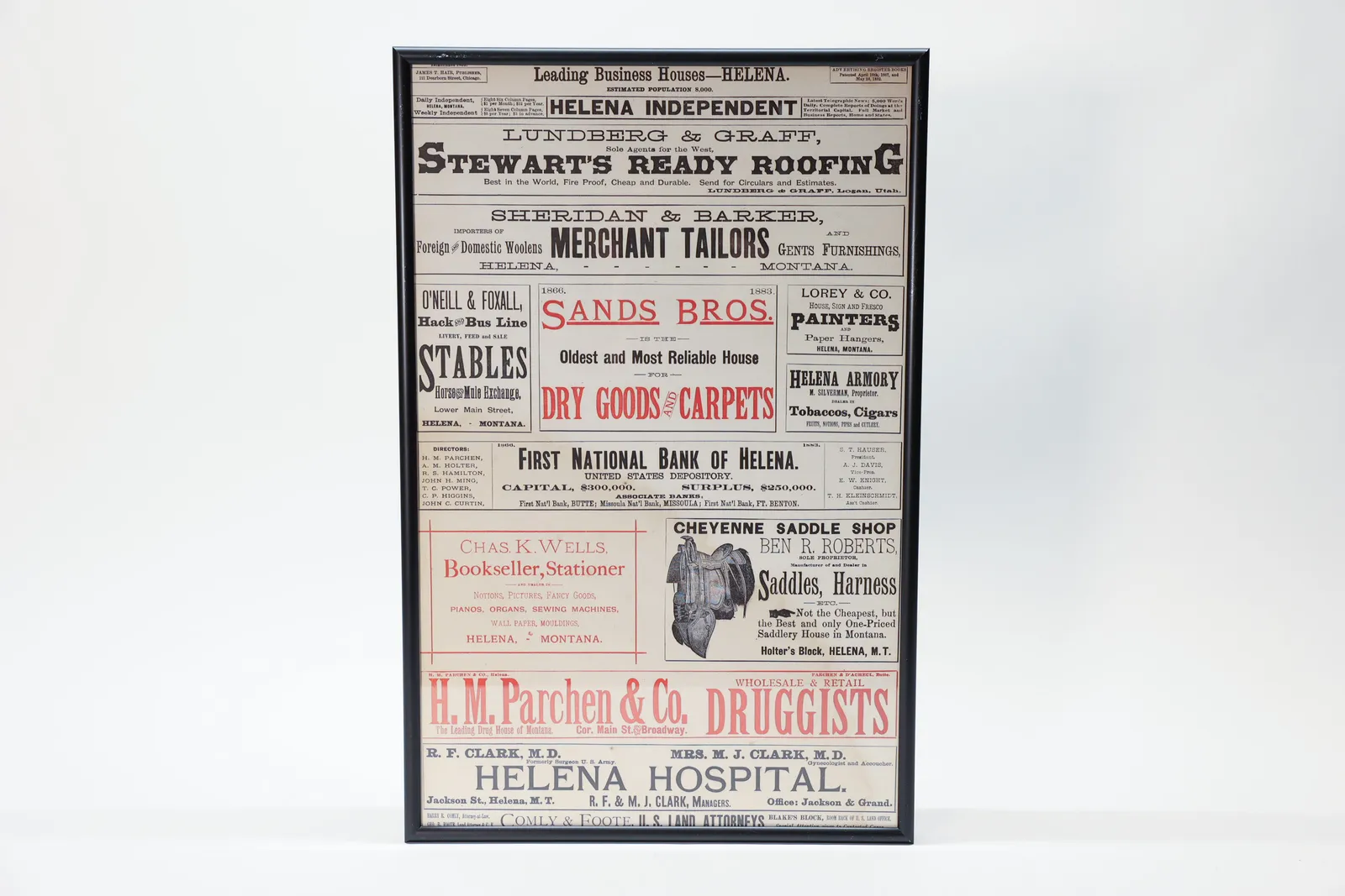 Framed Antique Helena Montana Newspaper Page