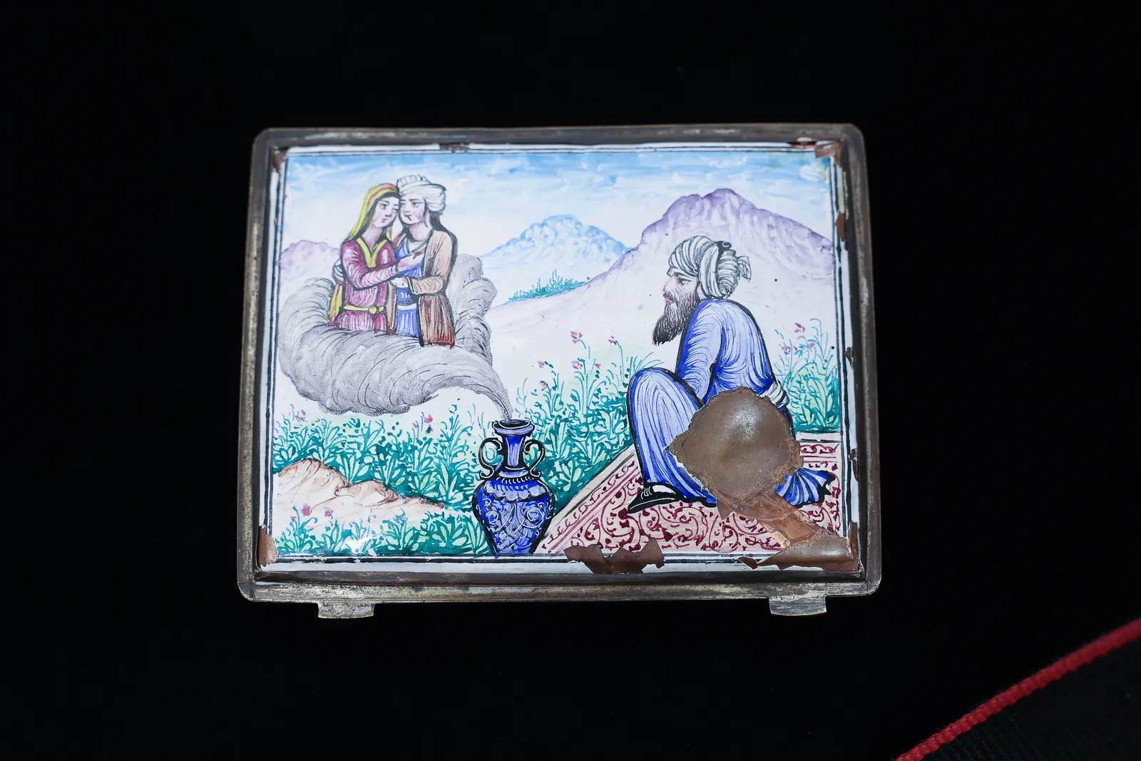 Enamel & Silver Cigarette Case on Copper, Mughal