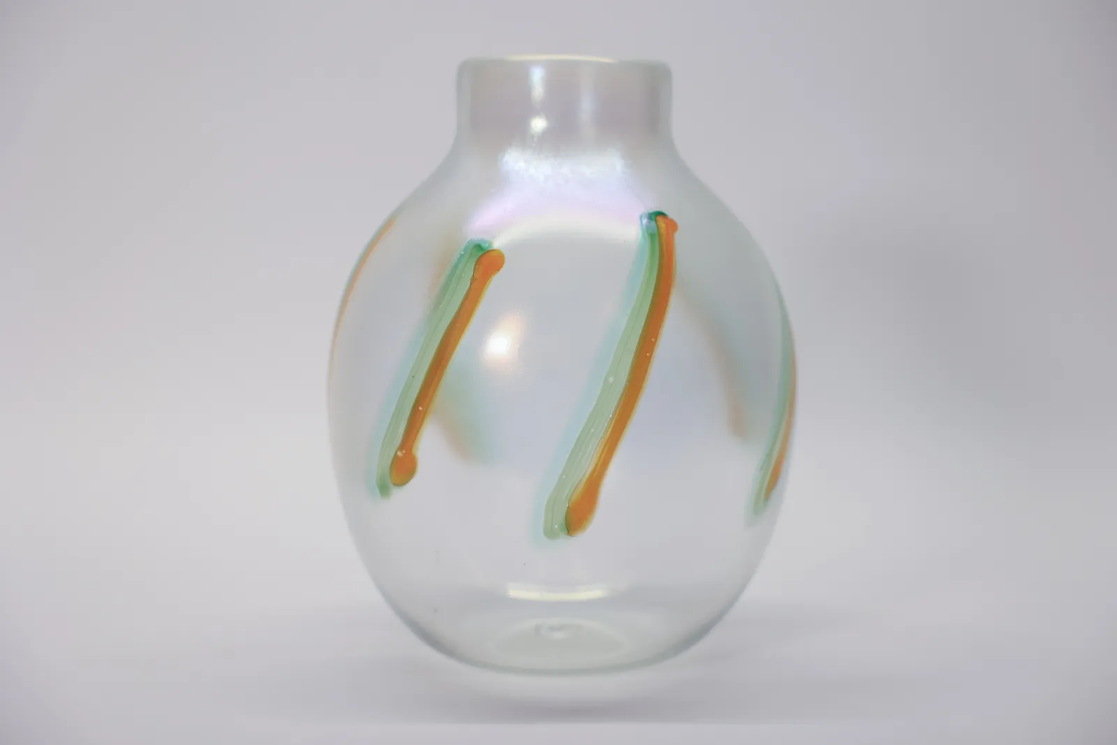 Iridescent Art Glass Vase, Trailed Design