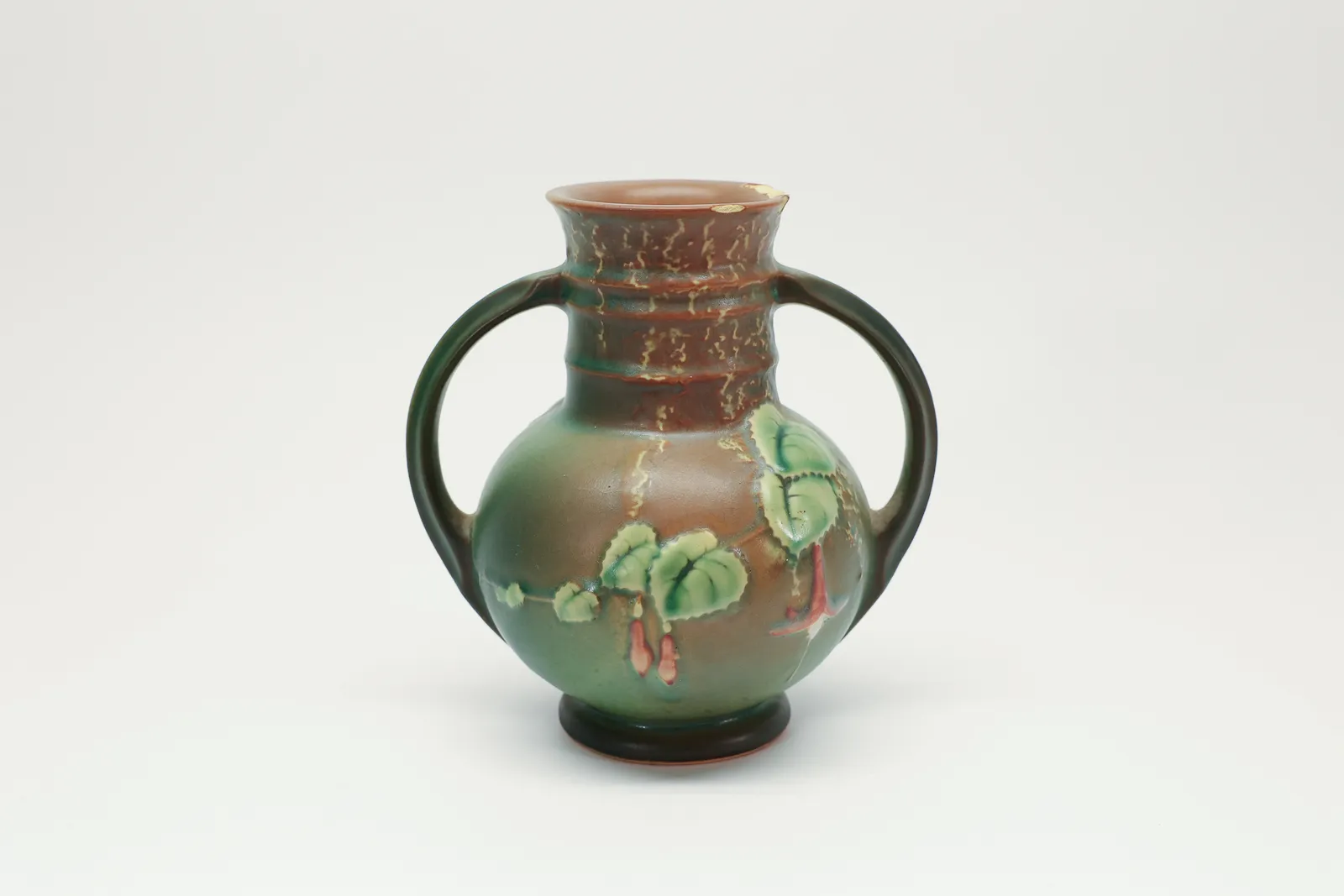 Roseville Pottery Fuchsia Double-Handle Vase 891-6