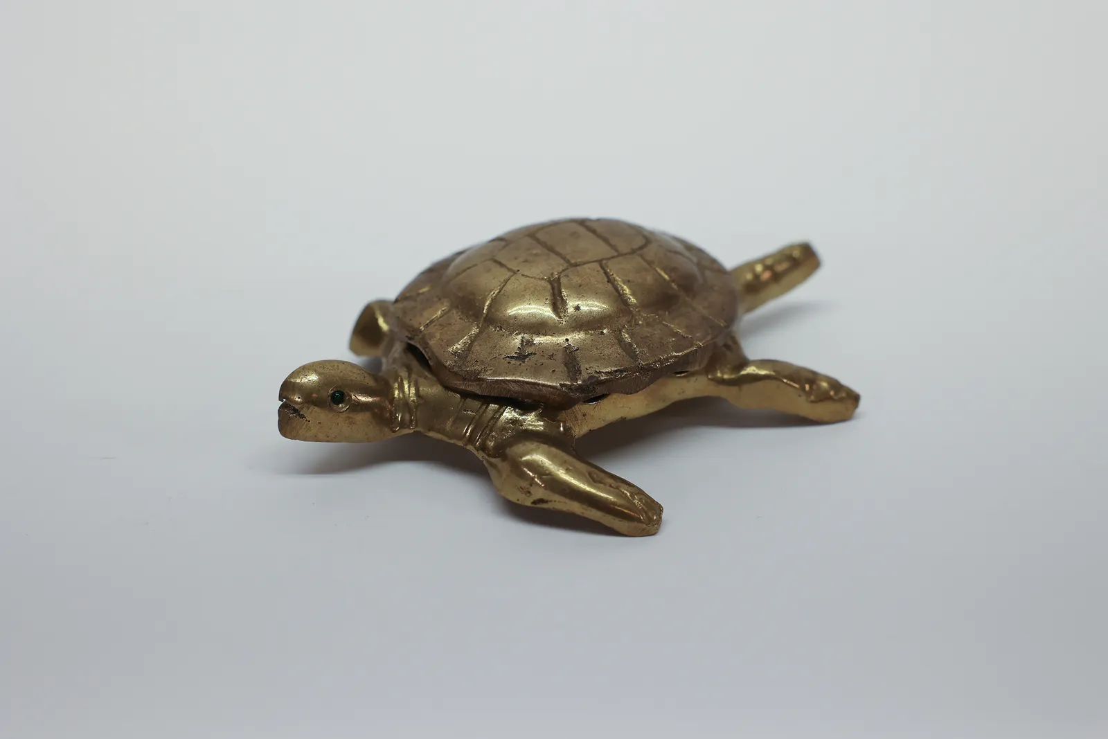Brass Turtle-Form Ashtray with Lift-Off Shell Lid