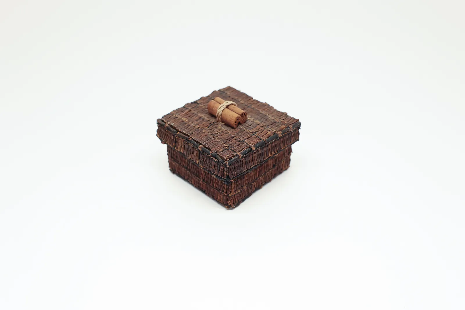 Woven Cinnamon Bark Spice Box
