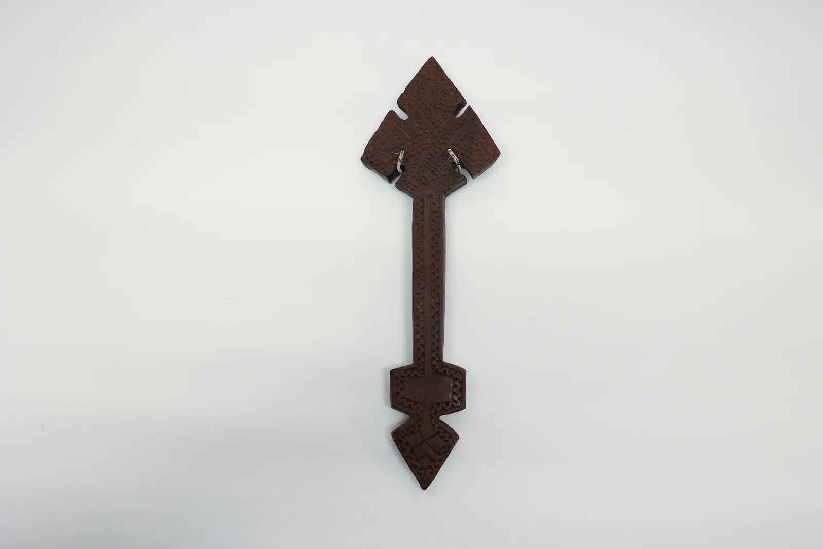 Carved Wood Folk Art Tramp Art w/ Hanger