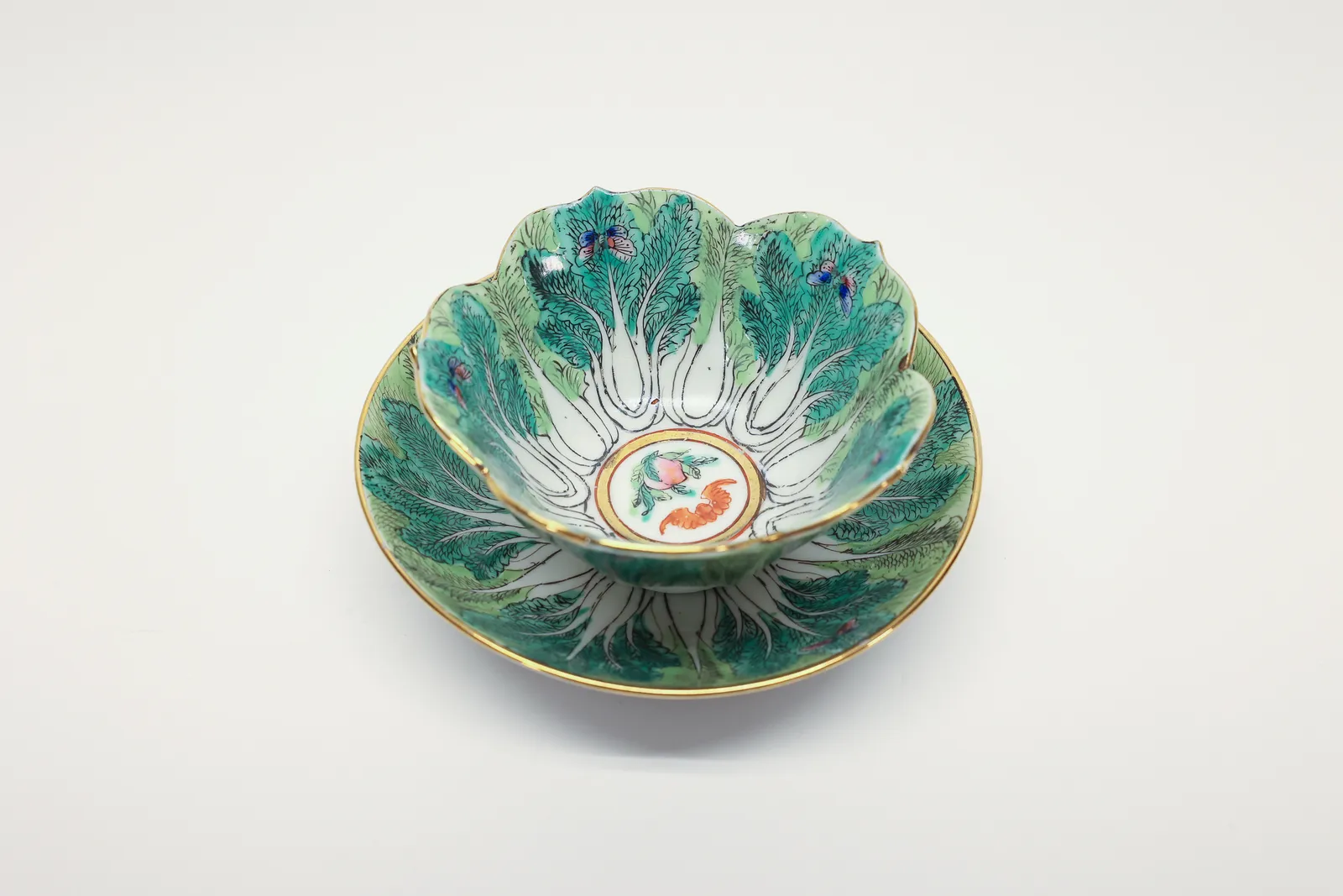 Chinese Cabbage-Form Bowl & Saucer, Hong Kong