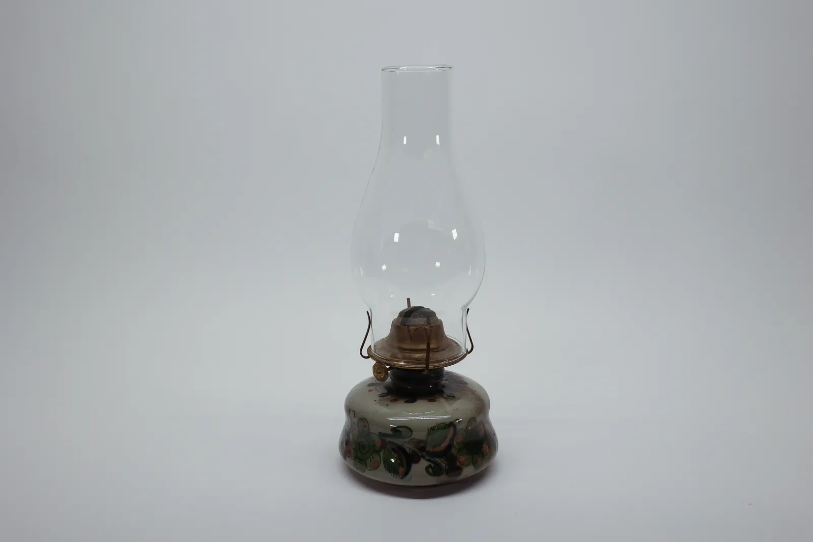 Tonalá Mexico Pottery Oil Lamp, Hand-Painted