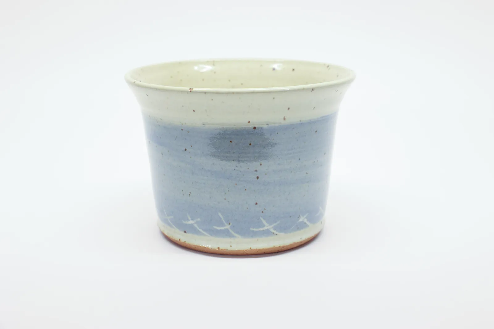 Signed Studio Pottery Vessel Blue & Cream Glaze