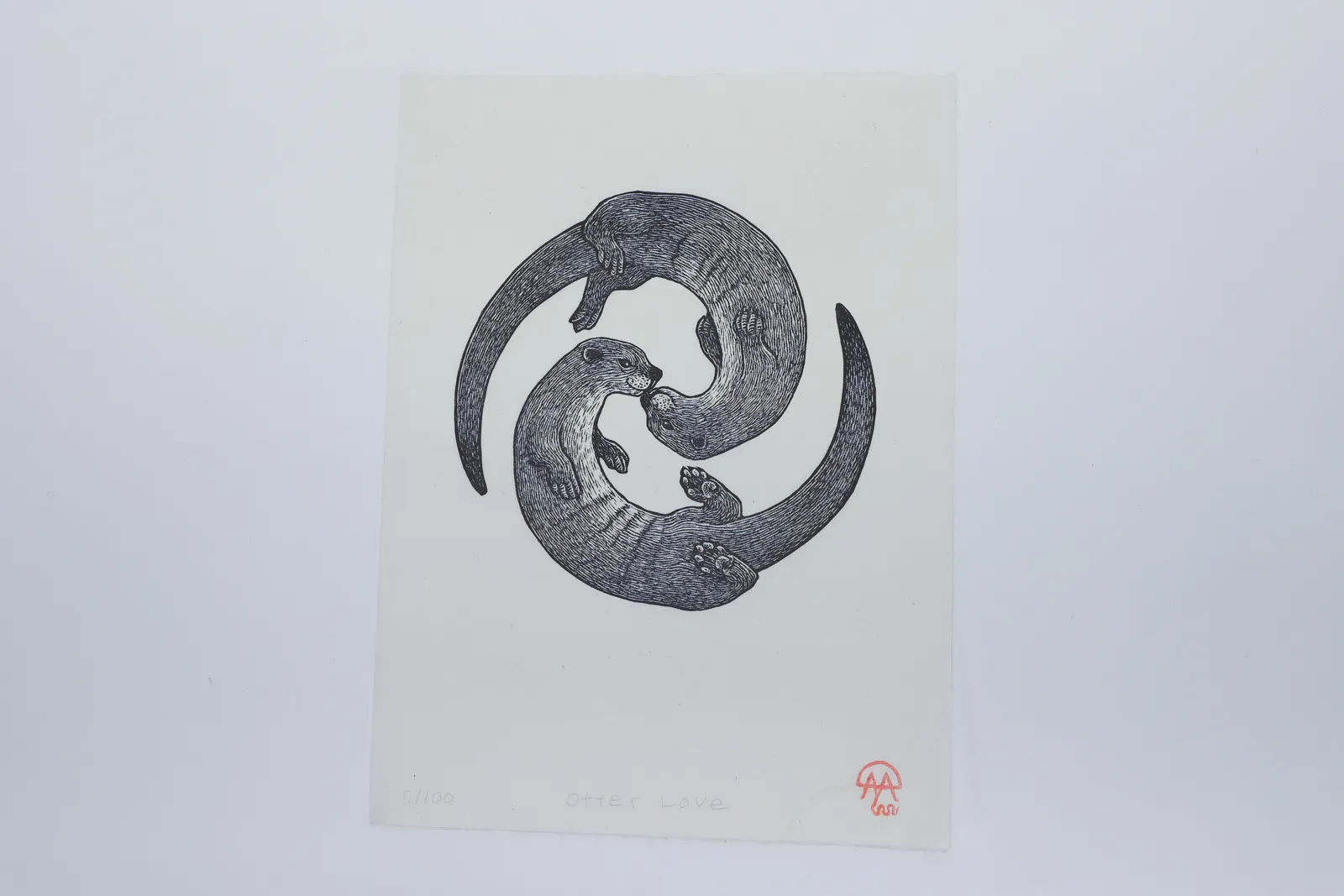 "Otter Love" Signed Relief Print Anomal Press