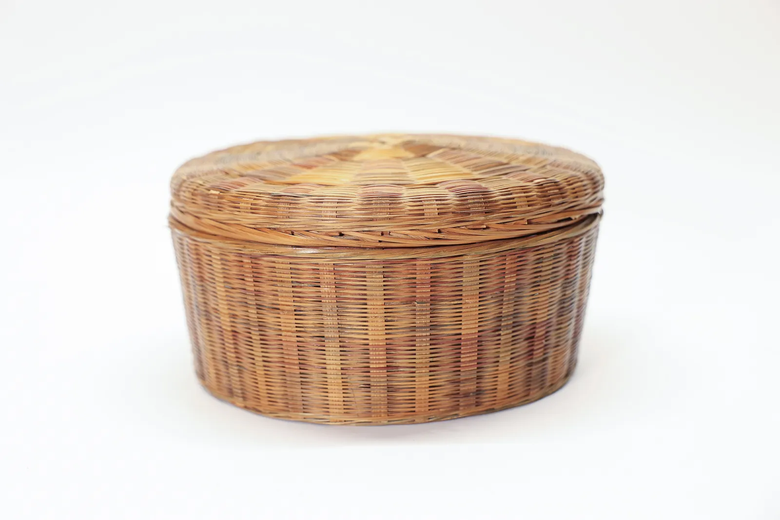 Lidded Woven Basket Multicolor Starburst