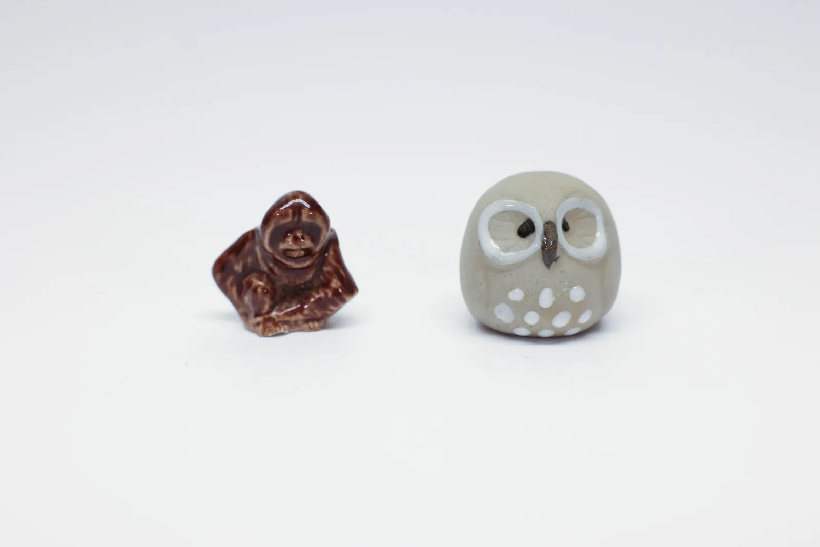 Wade Whimsy Monkey & Scandi Pottery Owl, Mini Lot
