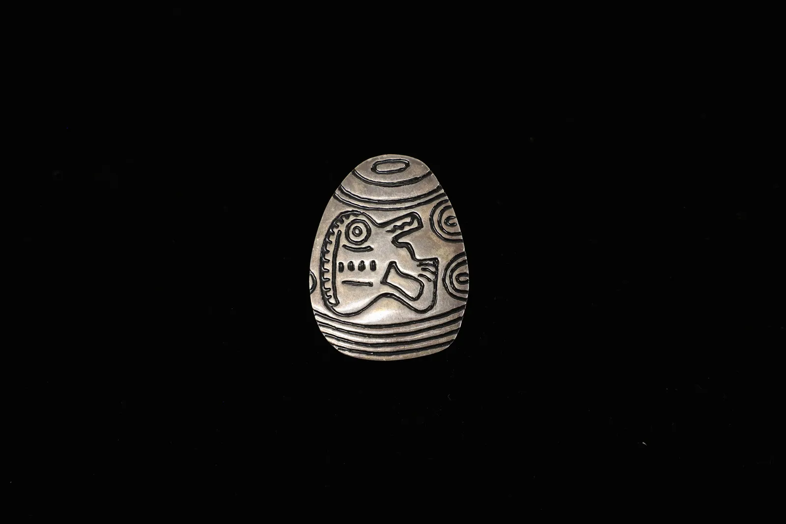 Sterling Silver Etched Petroglyph Style Brooch