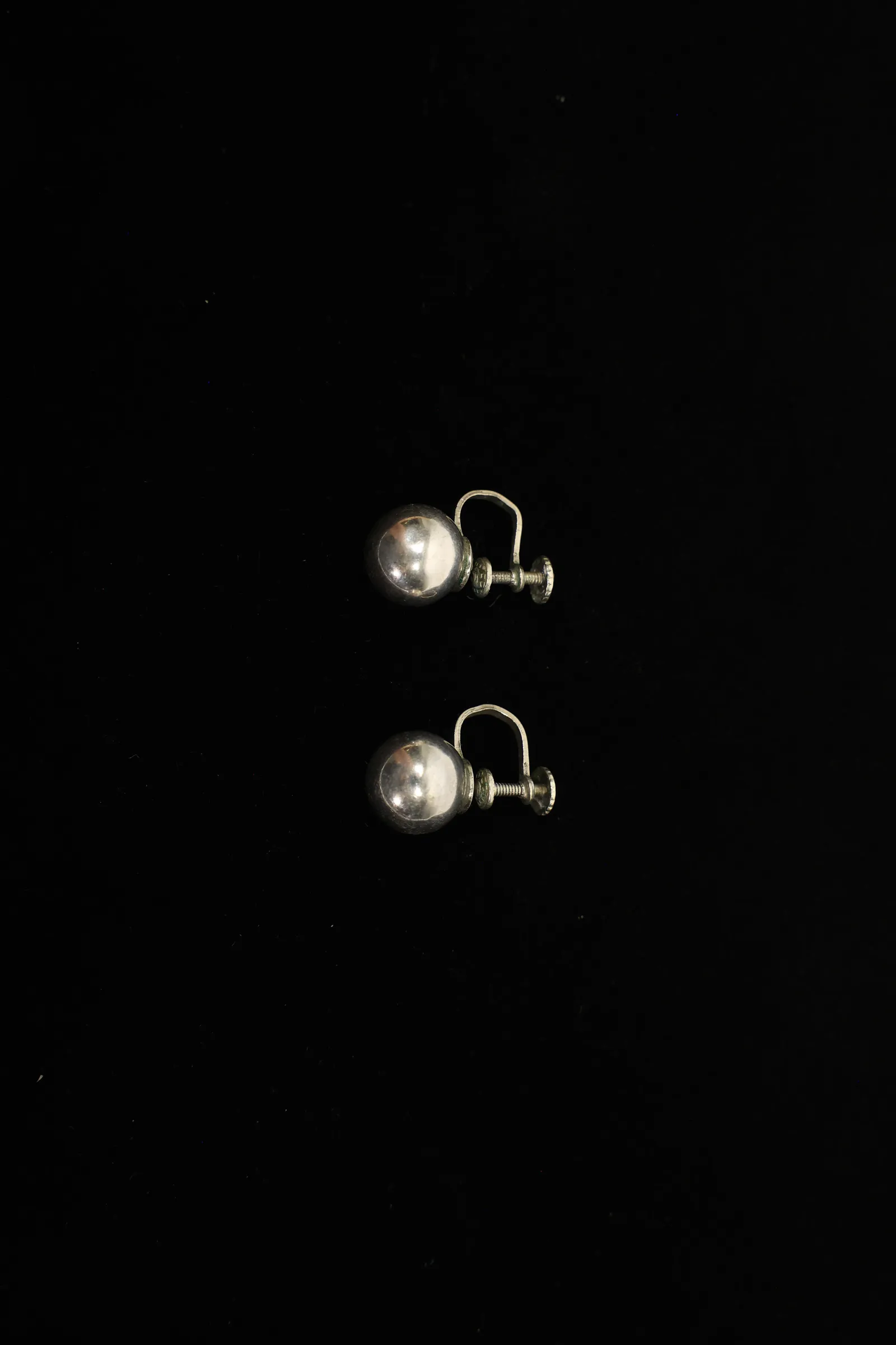 Vintage Sterling Silver Ball Screw-Back Earrings