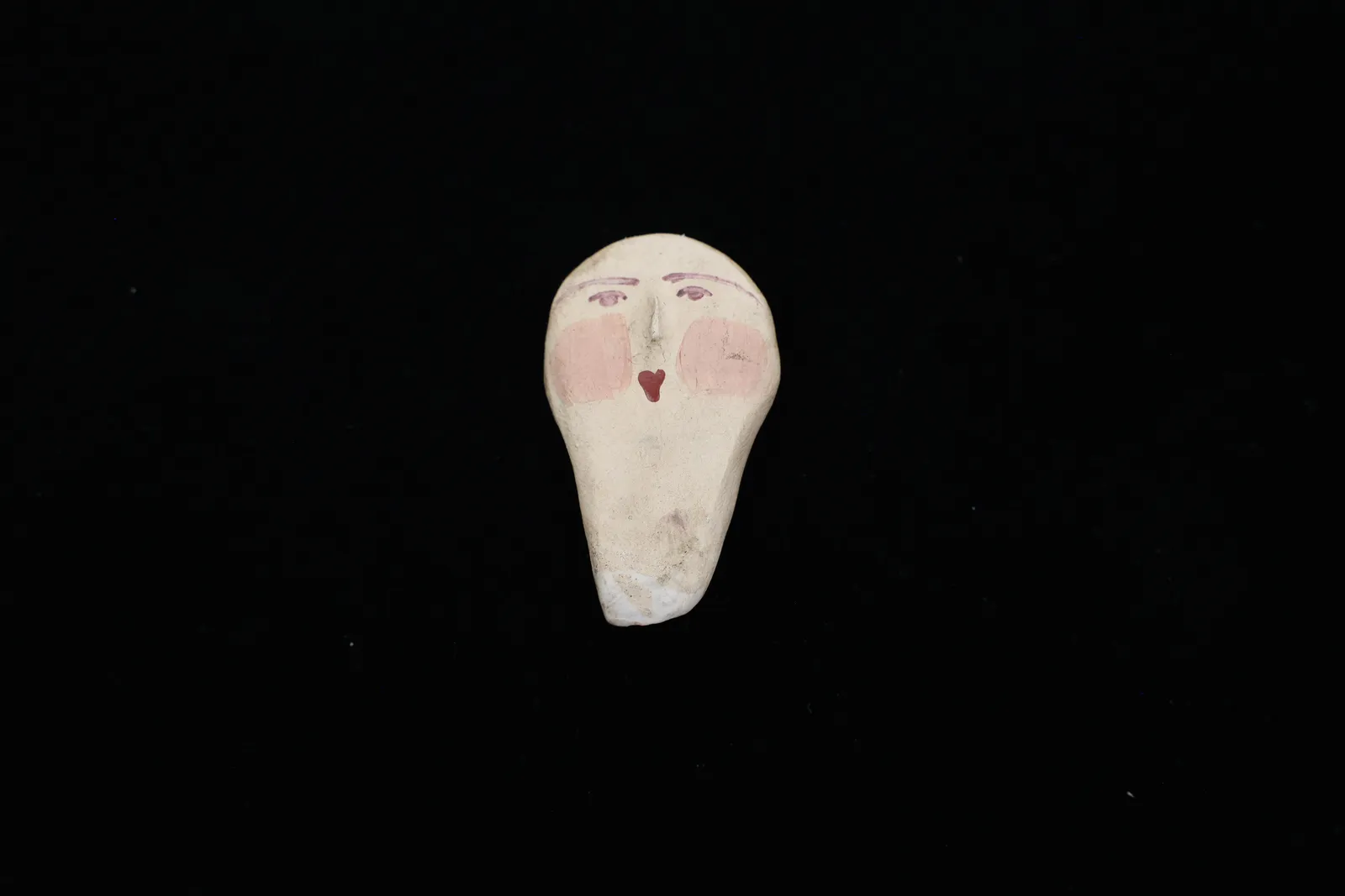 Antique Folk Art Ceramic Doll Head Fragment