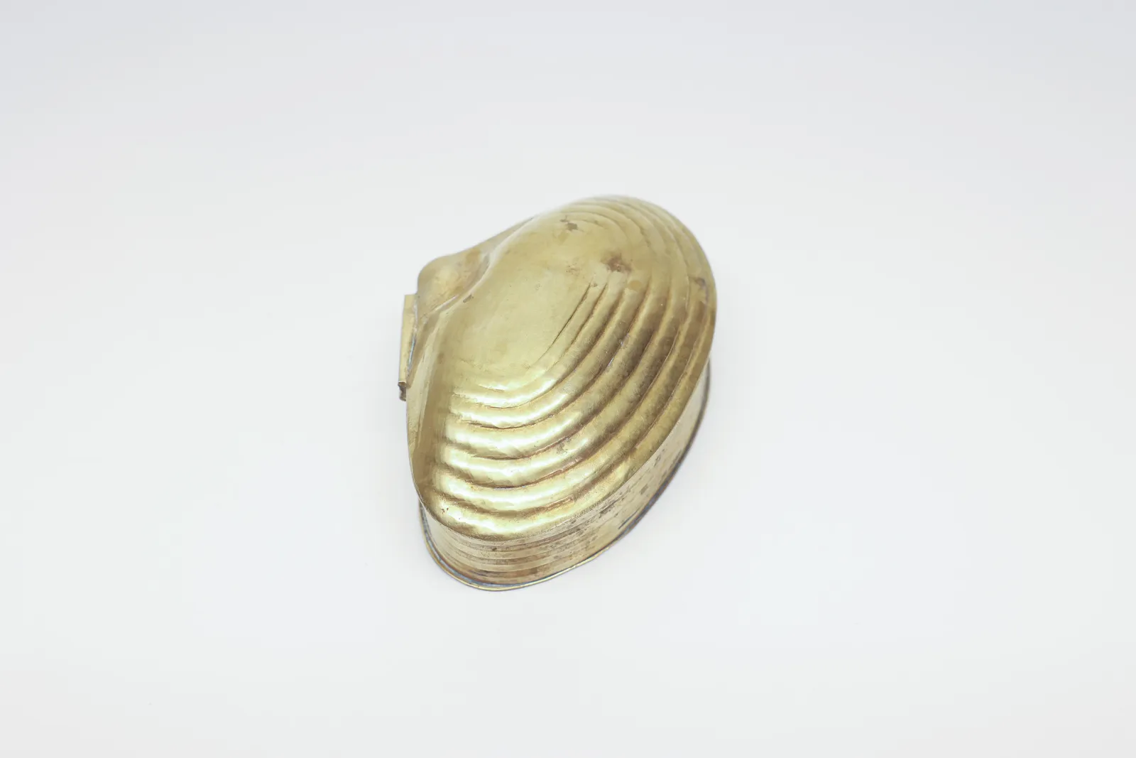 Vintage Brass Clamshell Hinged Trinket Box