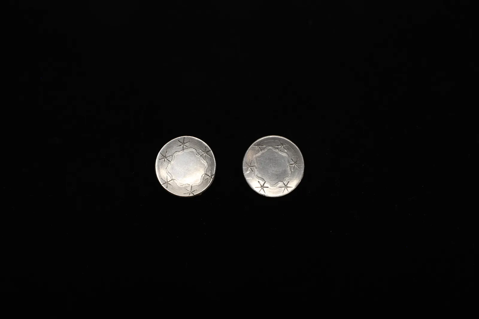 Navajo Style Stamped Silver Disc Earrings