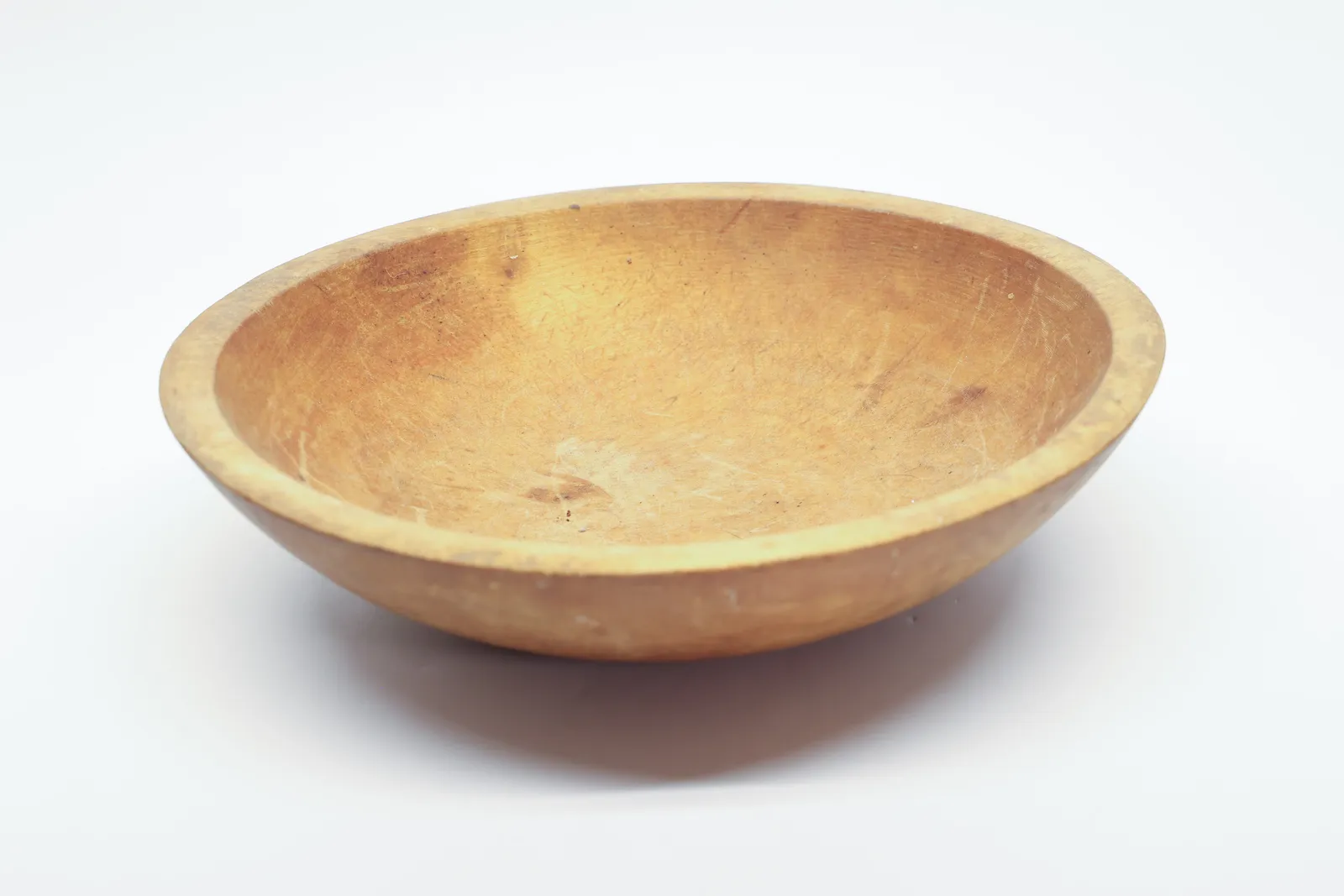 Vintage Turned Wood Dough Bowl, 11 Inch