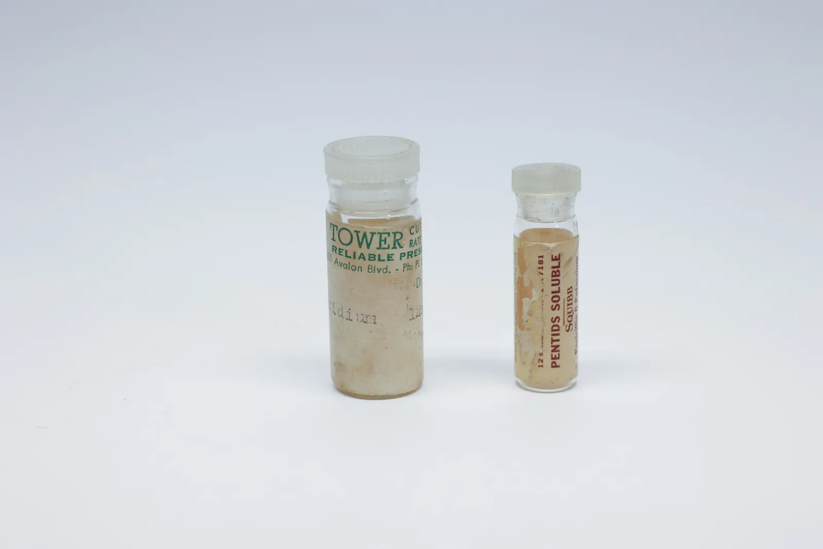 Vintage Pharmacy Vials, Tower & Squibb Pentids