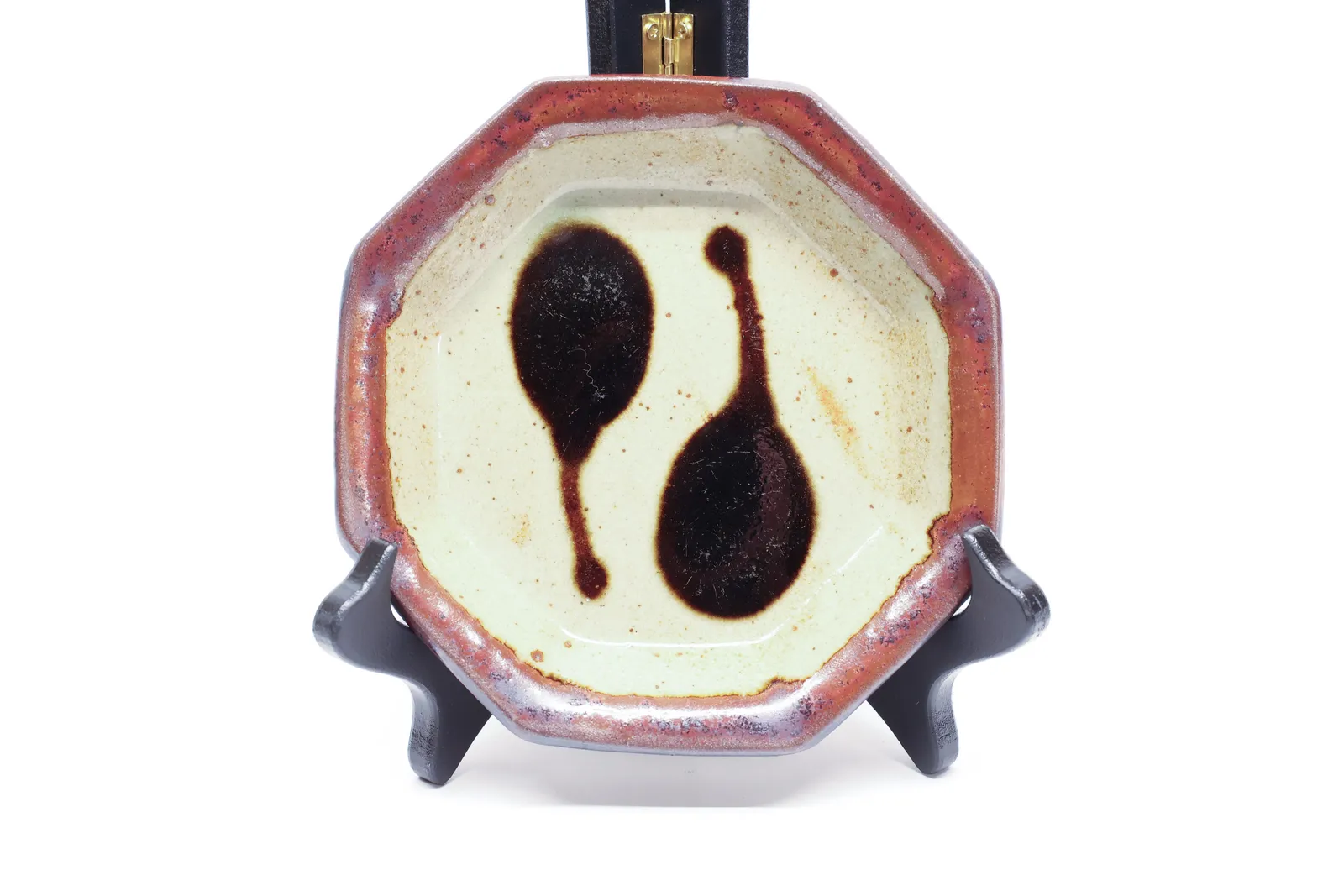 Studio Pottery Octagonal Dish, Drip Glaze