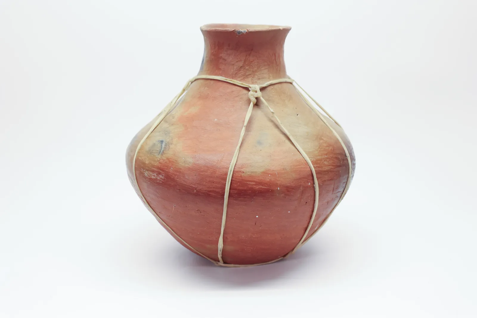 Vintage Mexican Pottery Olla with Rawhide Lacing