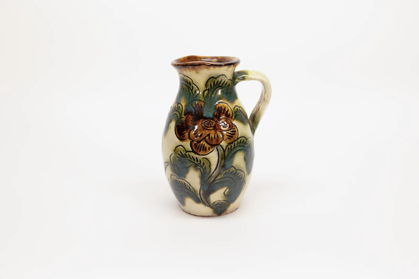 Japanese Mid Century Fish Woman Pottery Pitcher