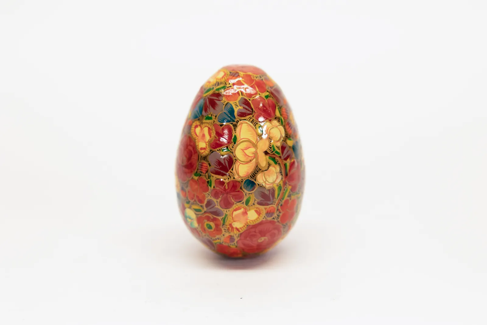 Painted Wooden Egg Eastern European Folk Art