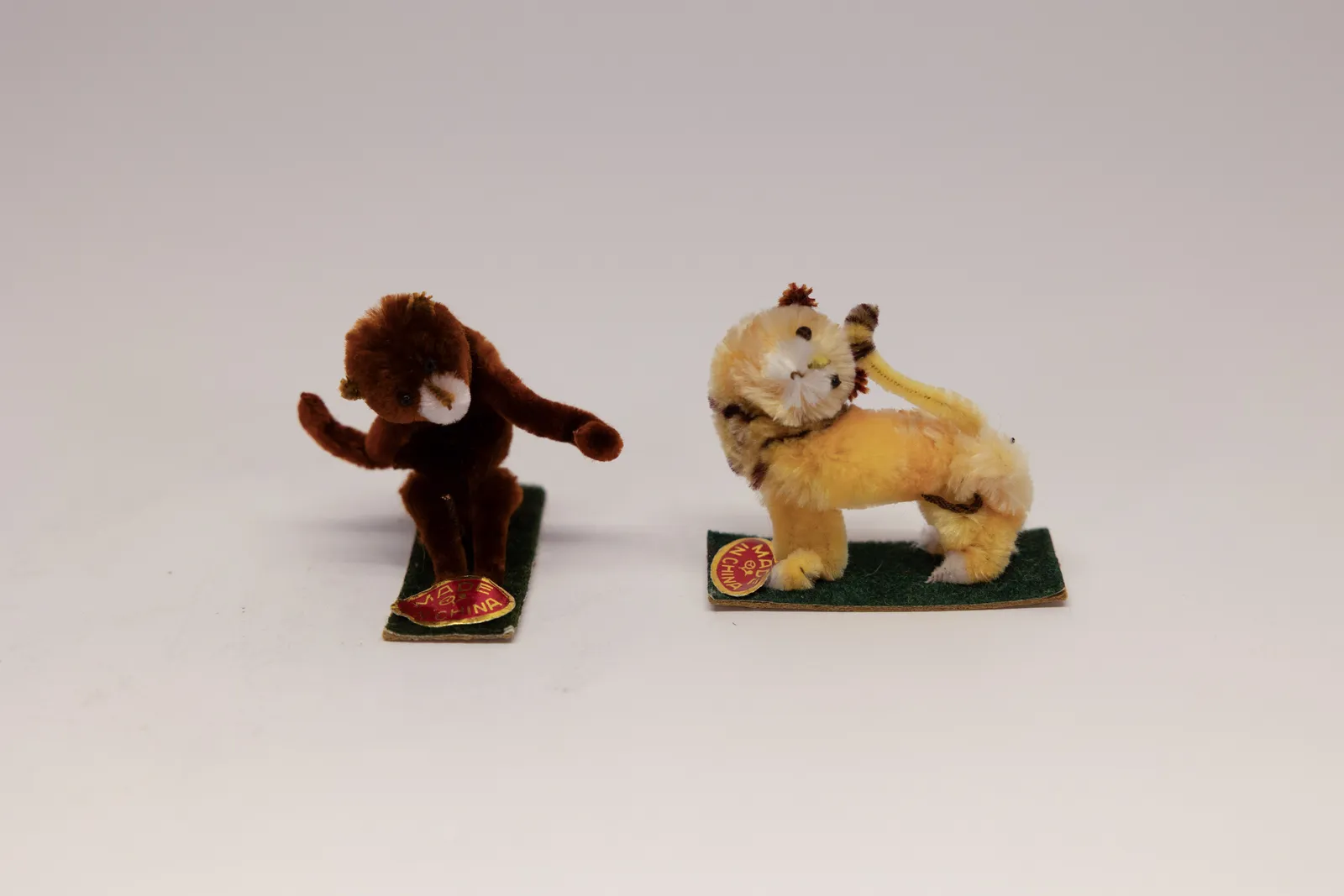 Vintage Miniature Mohair Monkey & Lion Figures