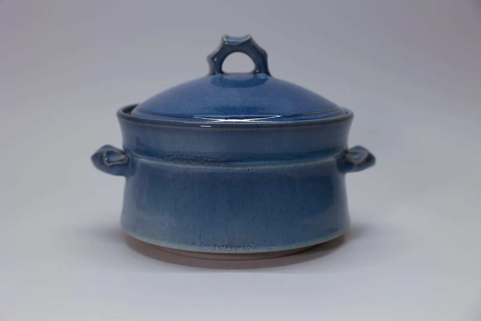 Signed Lava Jazz Pottery Blue Lidded Casserole