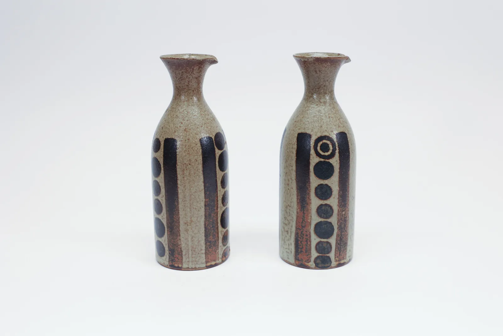 OMC Stoneware Oil and Vinegar Cruets, Pair