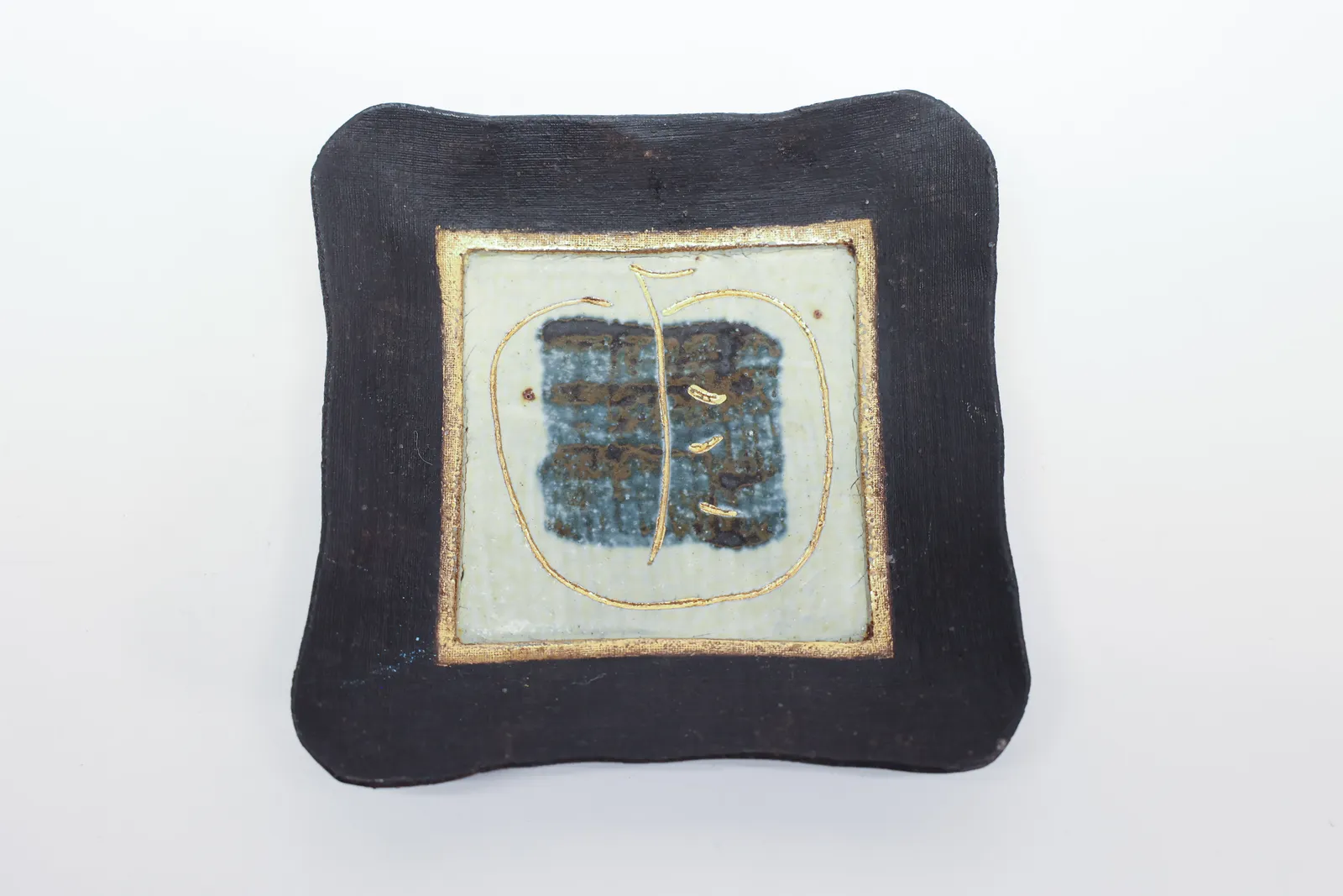 Yoshi Sato Studio Pottery Tile Dish, Signed
