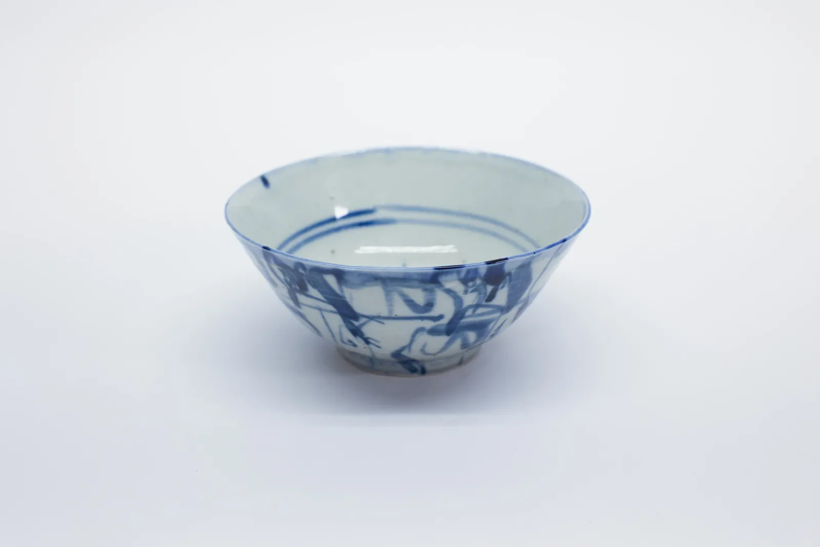 Chinese Blue White Porcelain Bowl, Grass Script