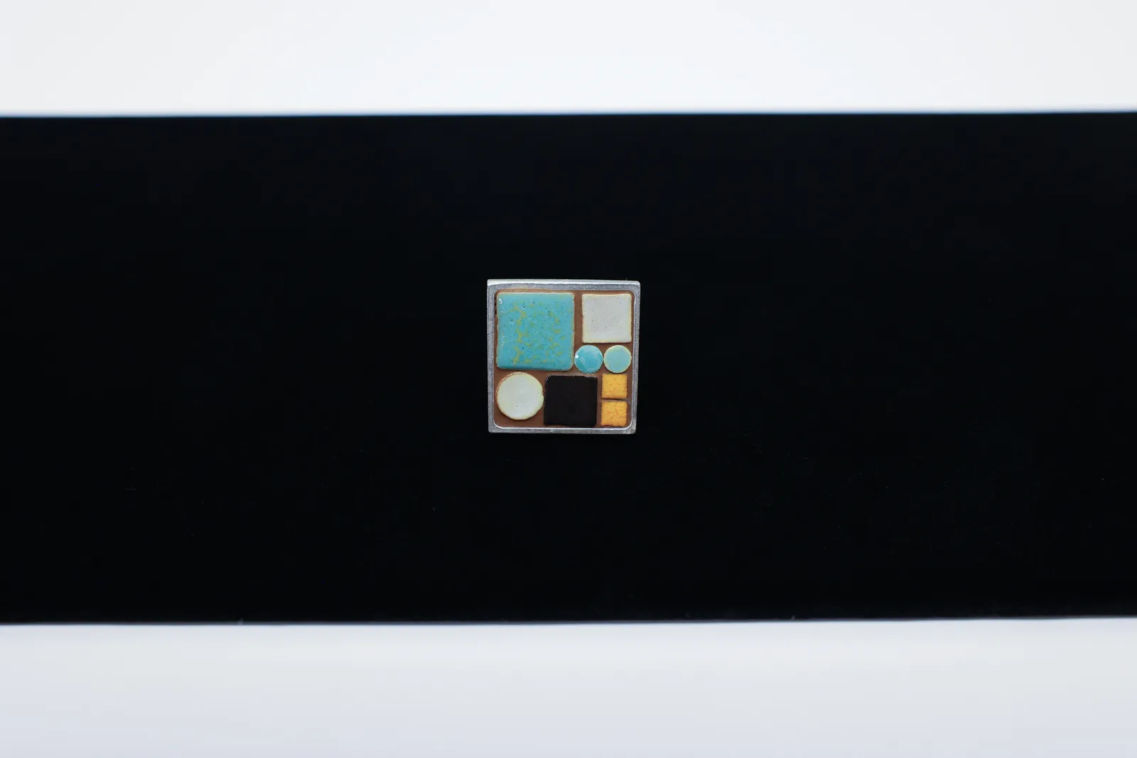 Modernist Sterling Silver Enamel Tile Ring