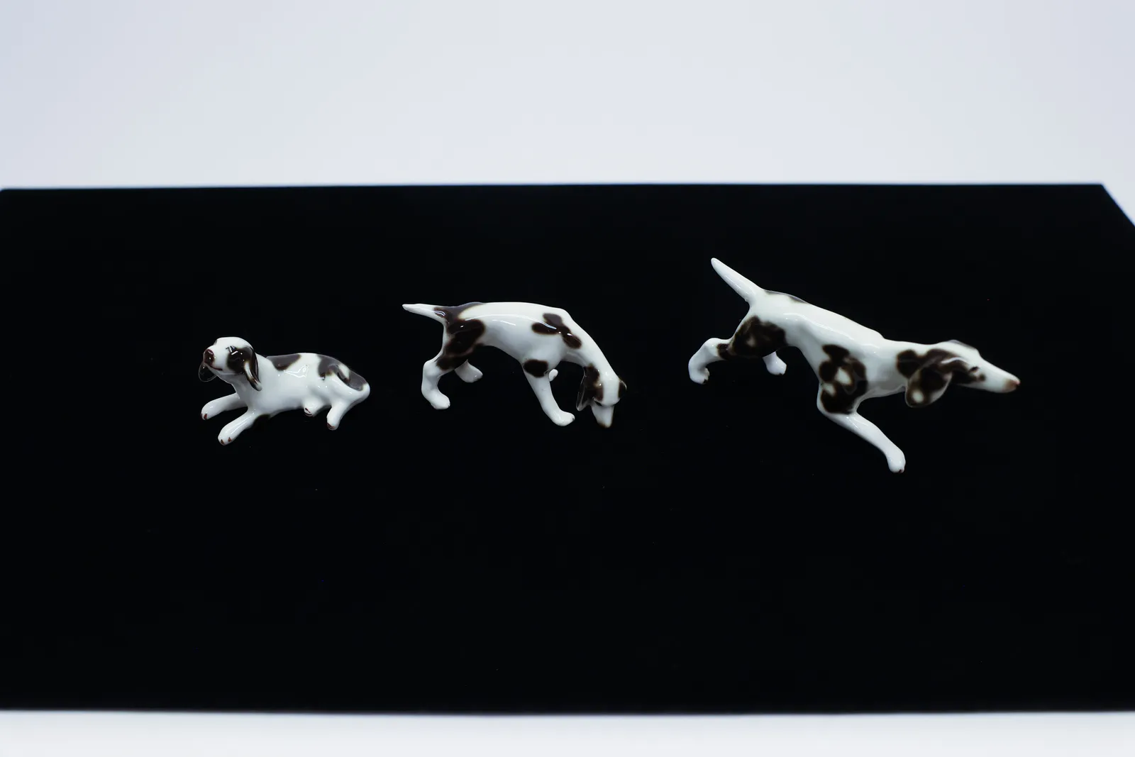 3 Miniature Porcelain Spaniel/Setter Figurines