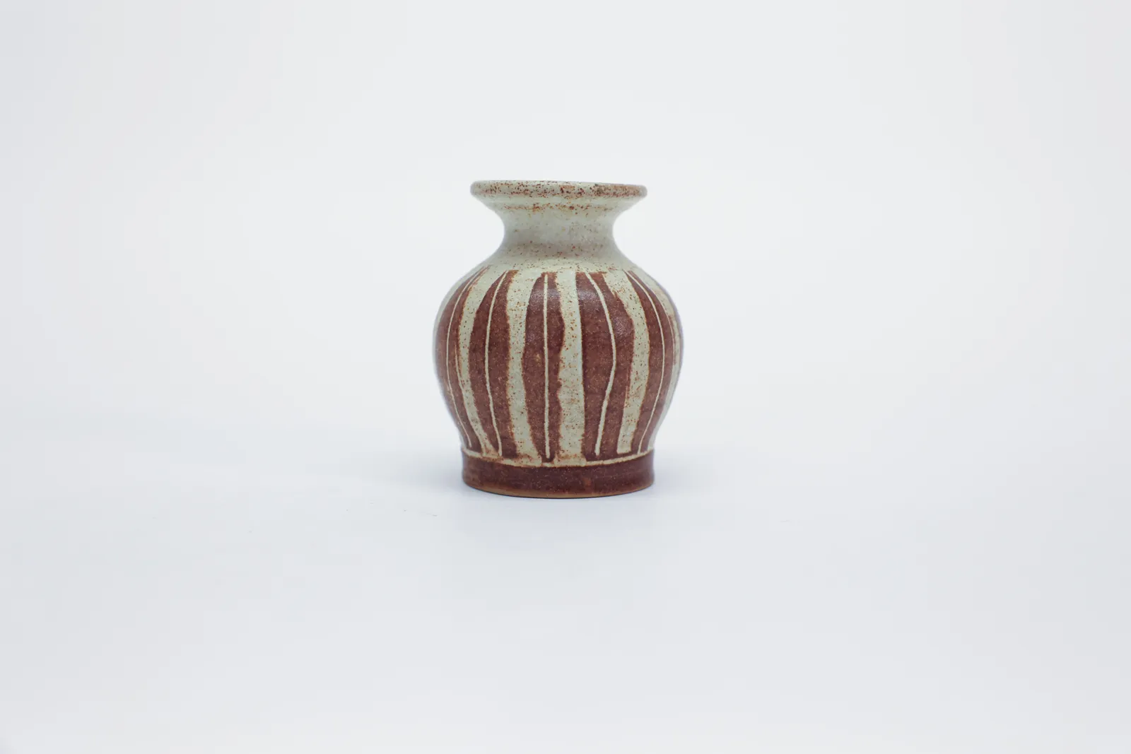Signed Studio Pottery Bud Vase, Resist Stripe