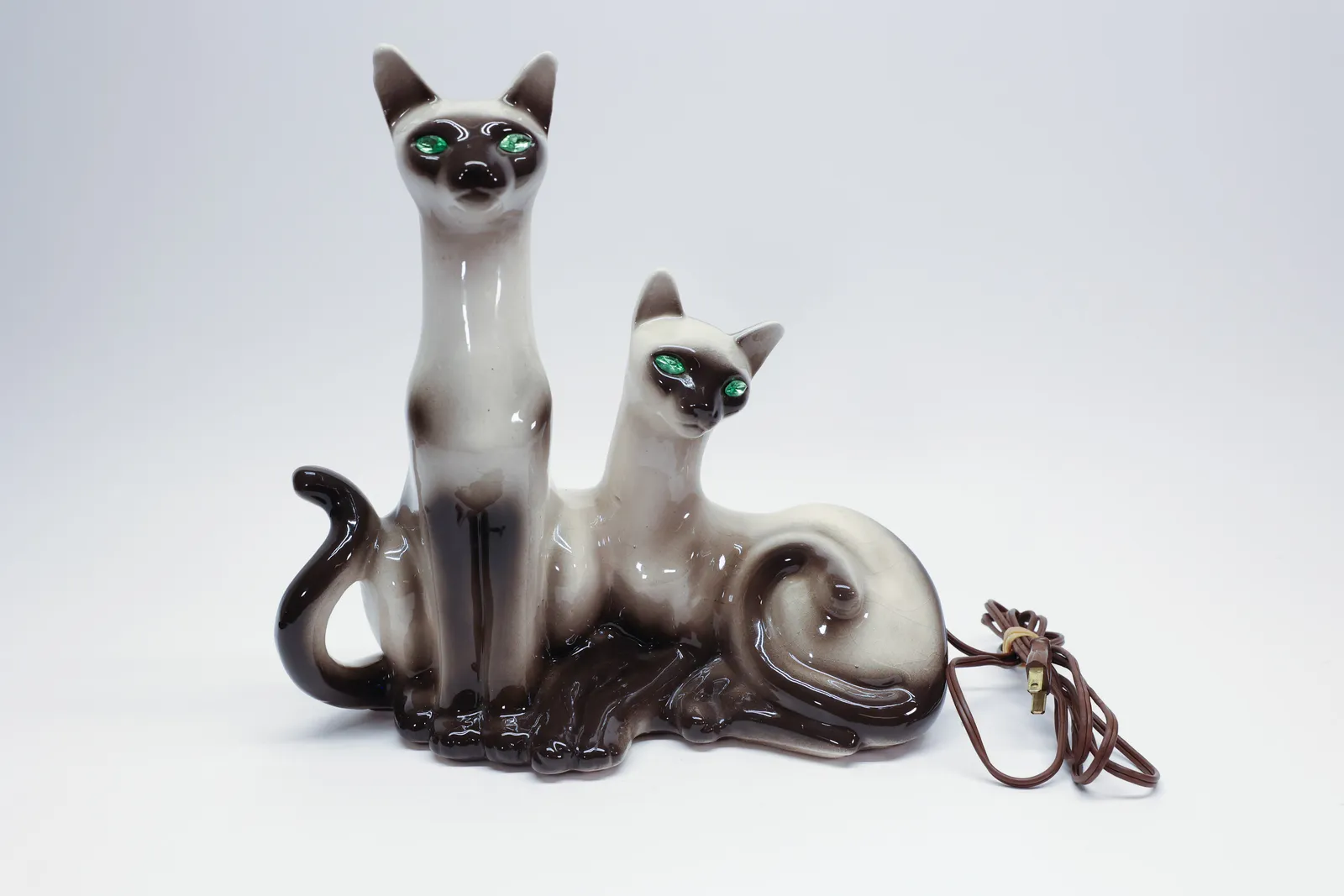 Lane & Co Siamese Cats Ceramic TV Lamp Mid Century