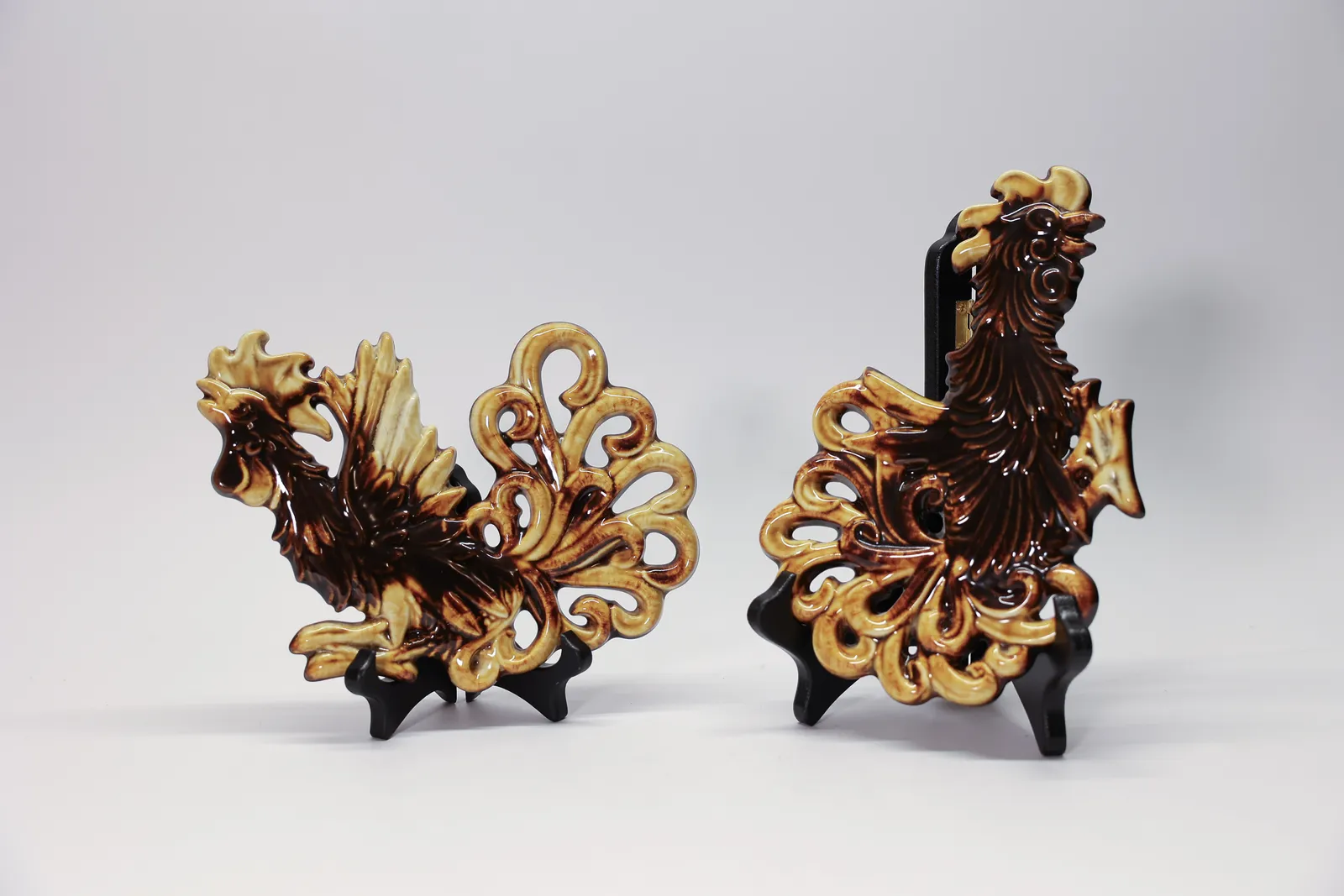 Set of Ceramic Wall Decor Roosters