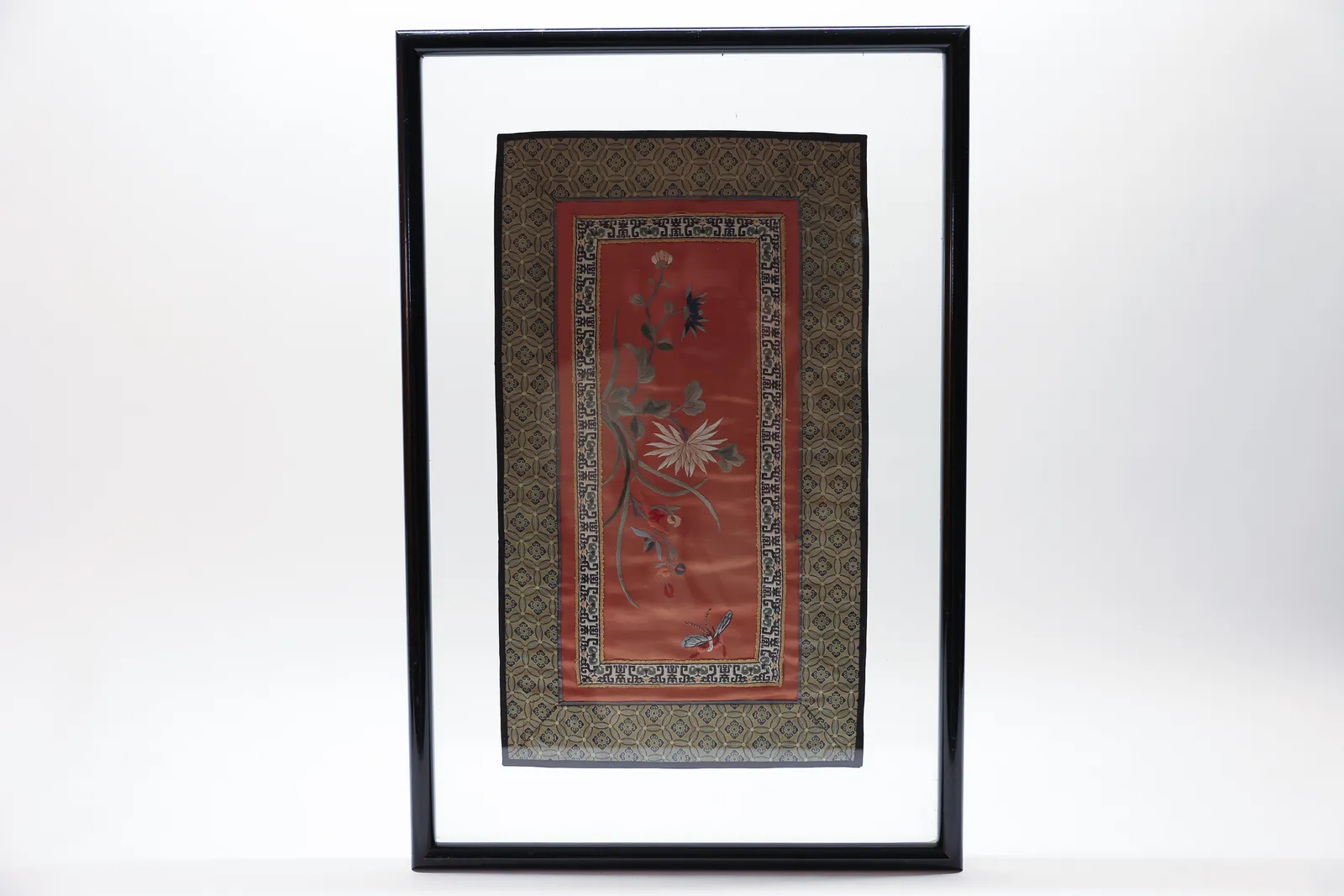 Chinese Silk Embroidery, Flowers & Butterfly
