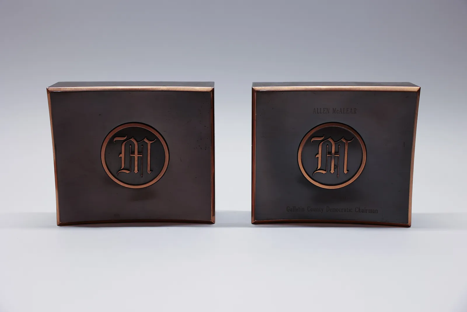 Copper Book Ends, Monogram M