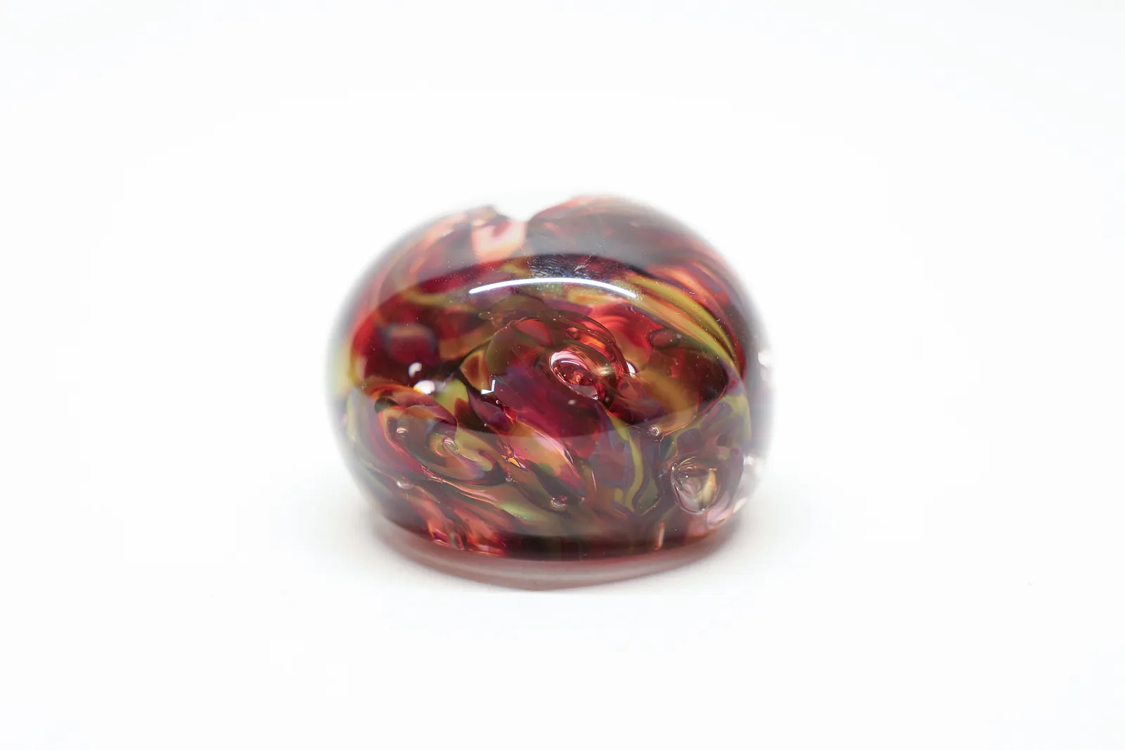 Vintage Art Glass Paperweight Red Swirl