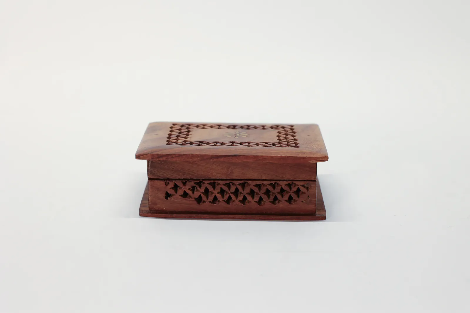 Handmade Wooden Box, Brass Floral Motif