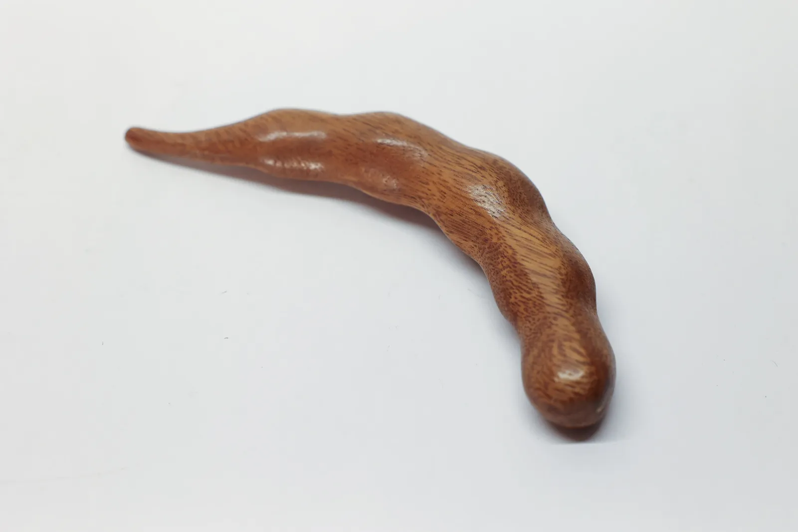 Hand-Carved Wooden Fava Bean Pod, Mid-Century
