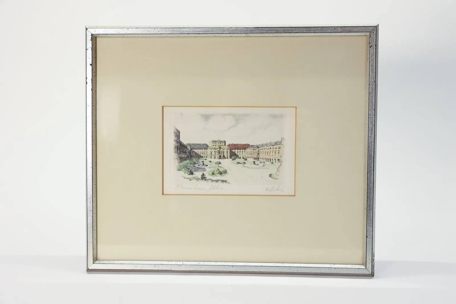 Mannheim Schloss Etching, Germany