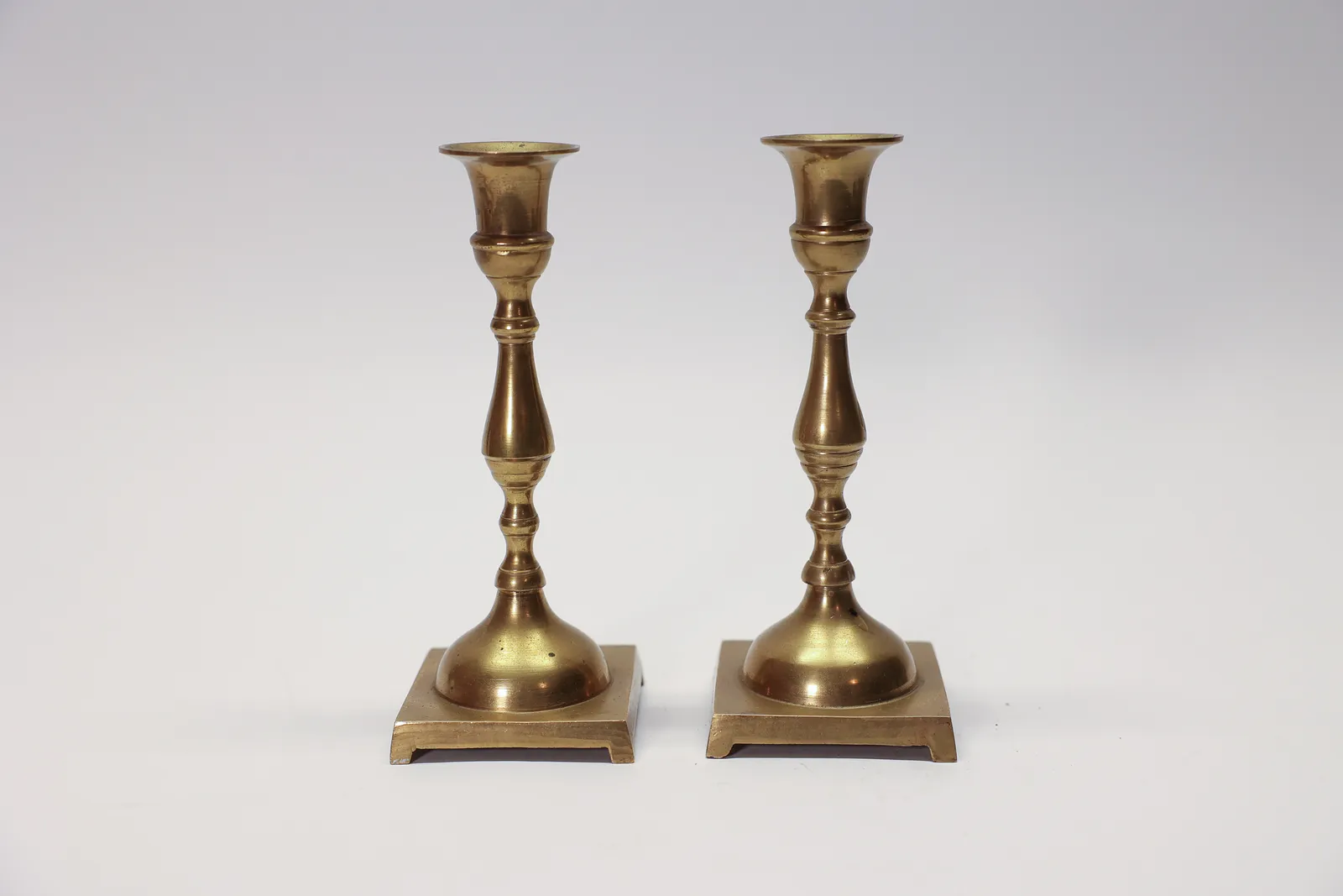Pair Brass Candlesticks India 6 1/4" Tall