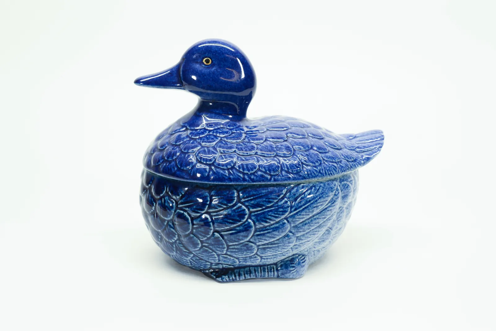 Cobalt Blue Ceramic Duck Tureen Box, Lid