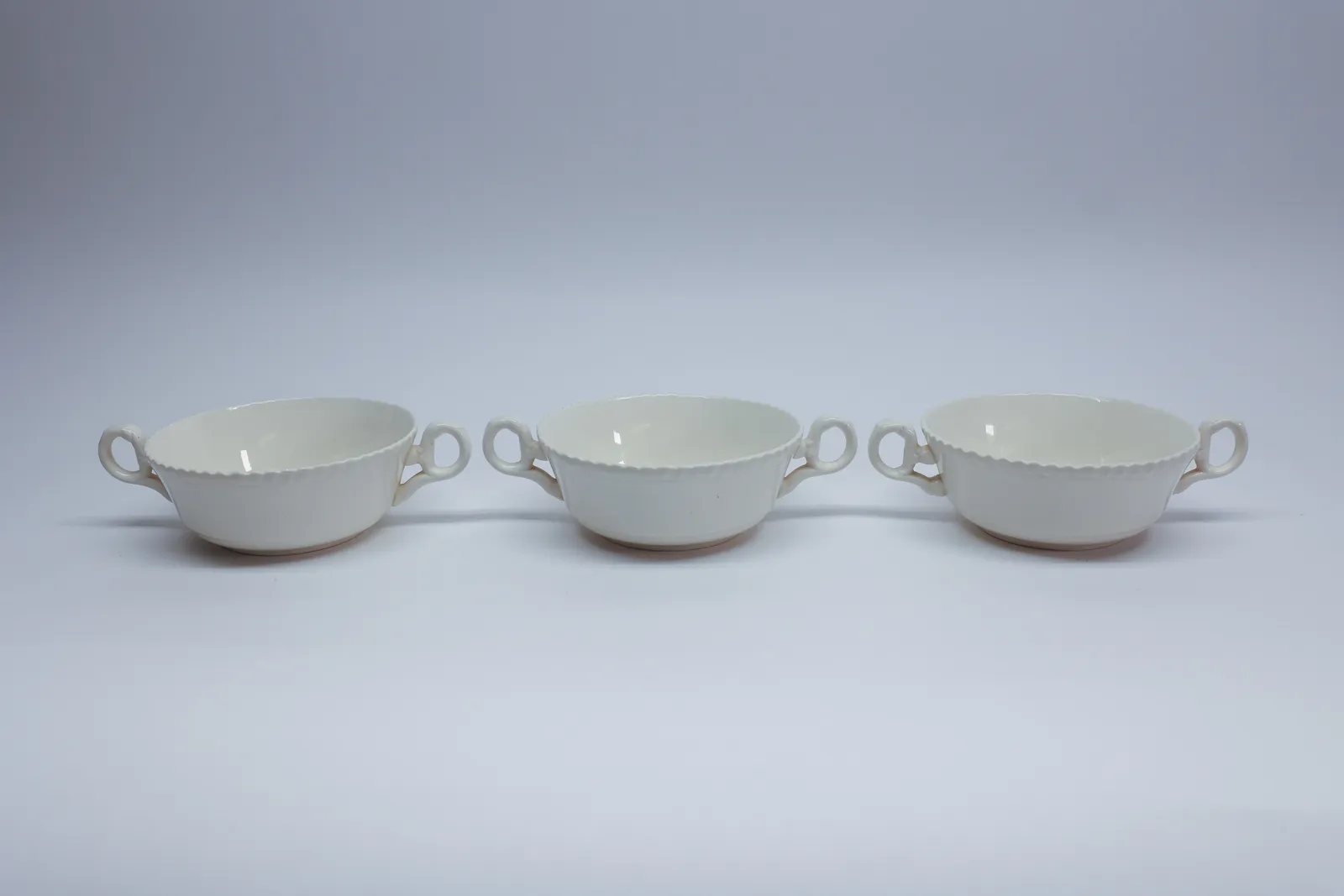 Spode Gadroon Double-Handled Soup Bowls, Set 3