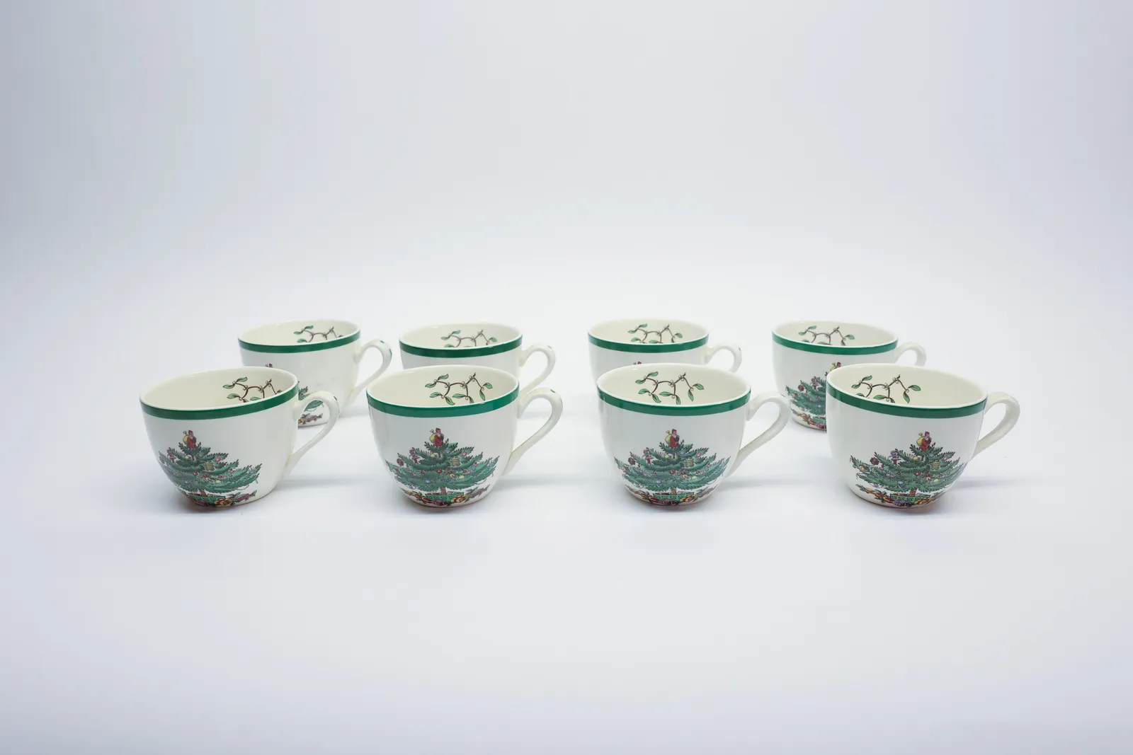 Spode Christmas Tree Cups & Saucers, 8 Sets