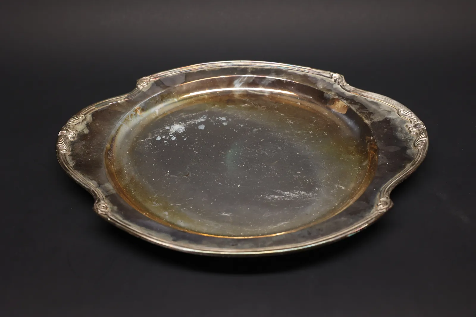 Scrolled-Edge EPNS Silver-Plate Serving Tray