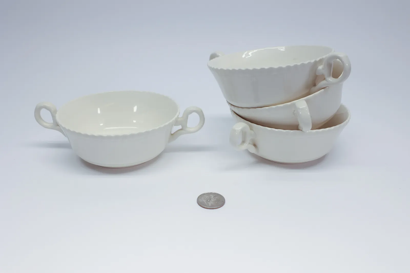 Spode "Gadroon" Cream Soup Bowls, Set of 4 Blank