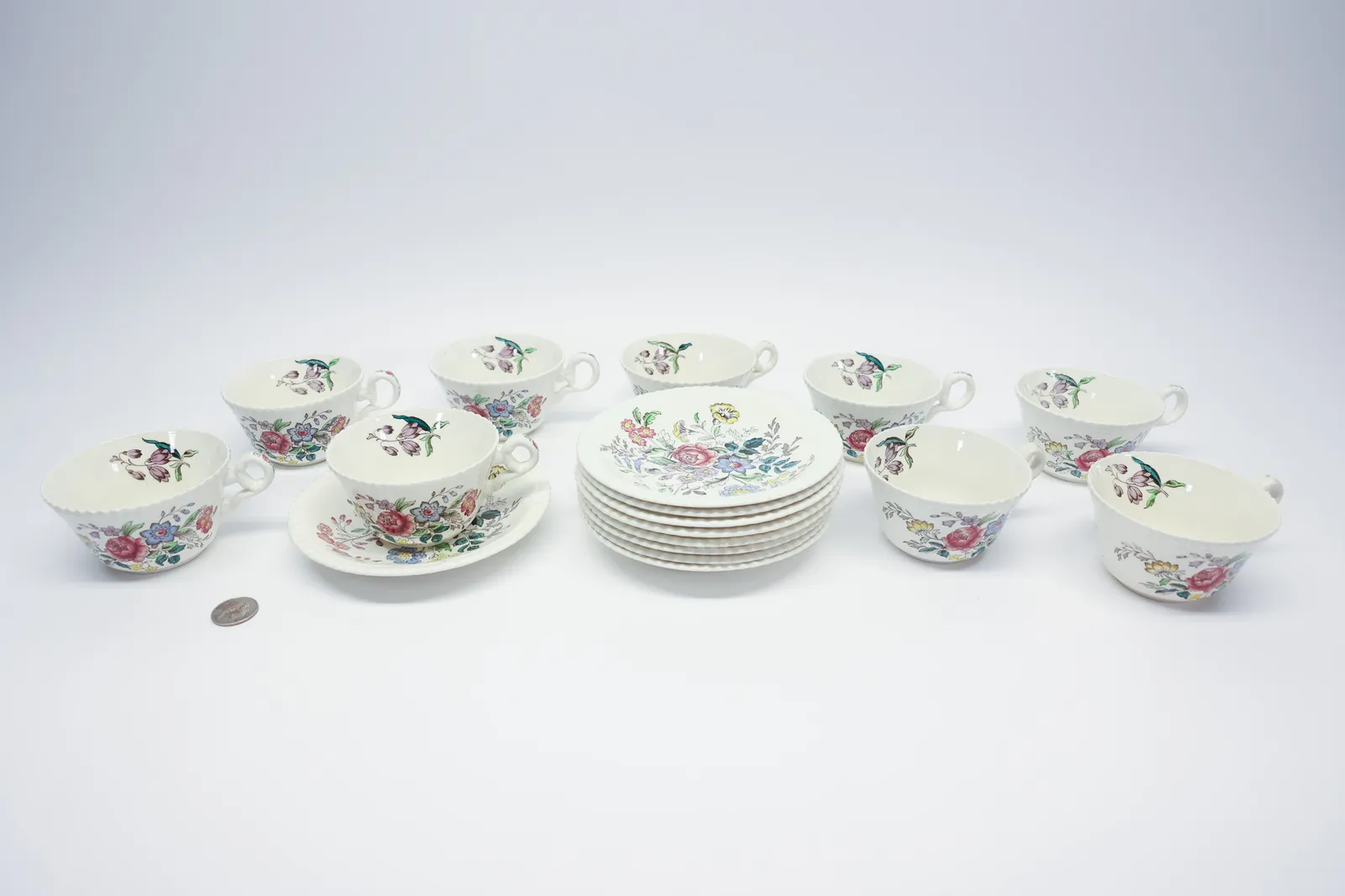 Copeland Spode "Romney" Cups & Saucers, Set of 9