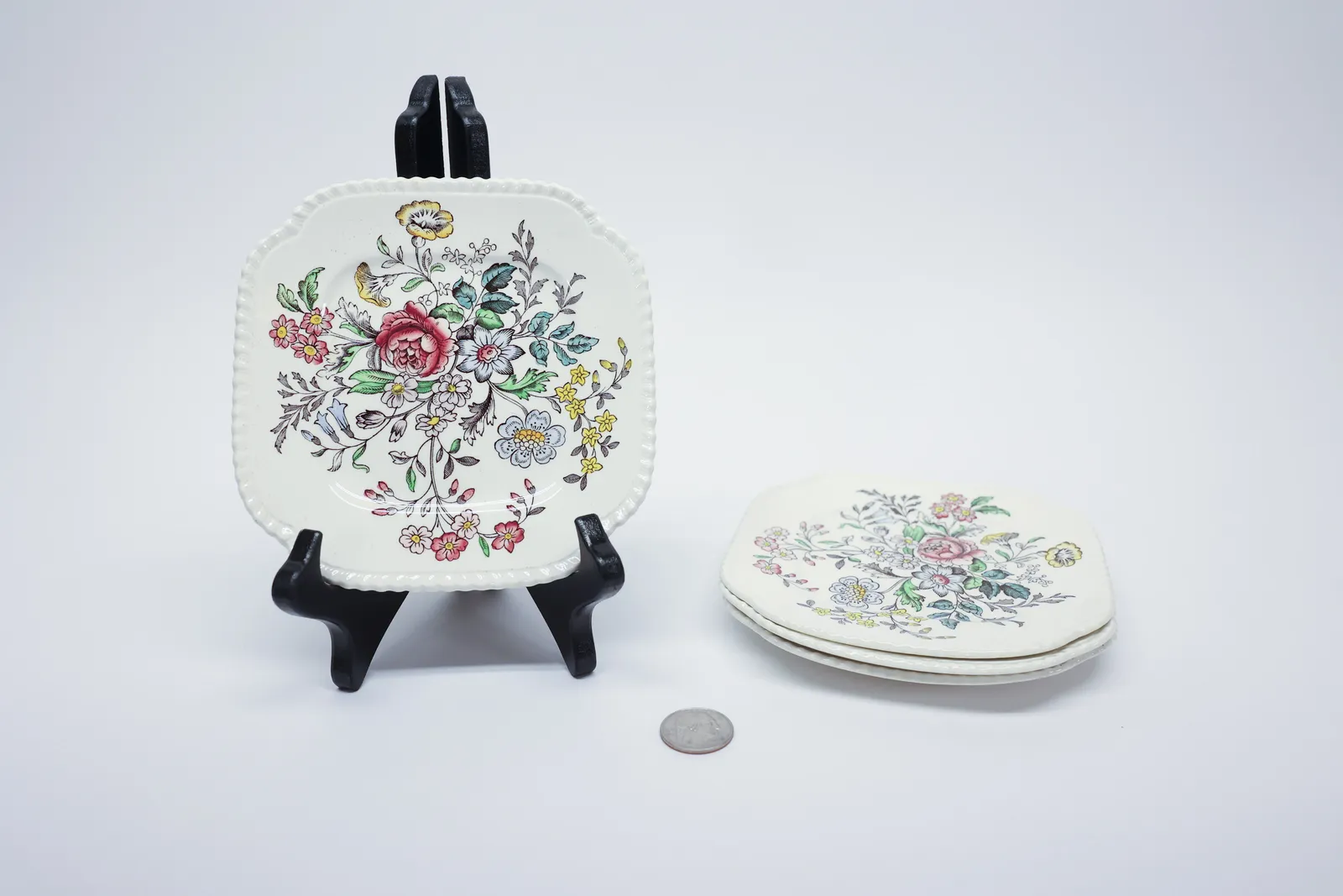 Copeland Spode Romney Small Square Plates Set of 4