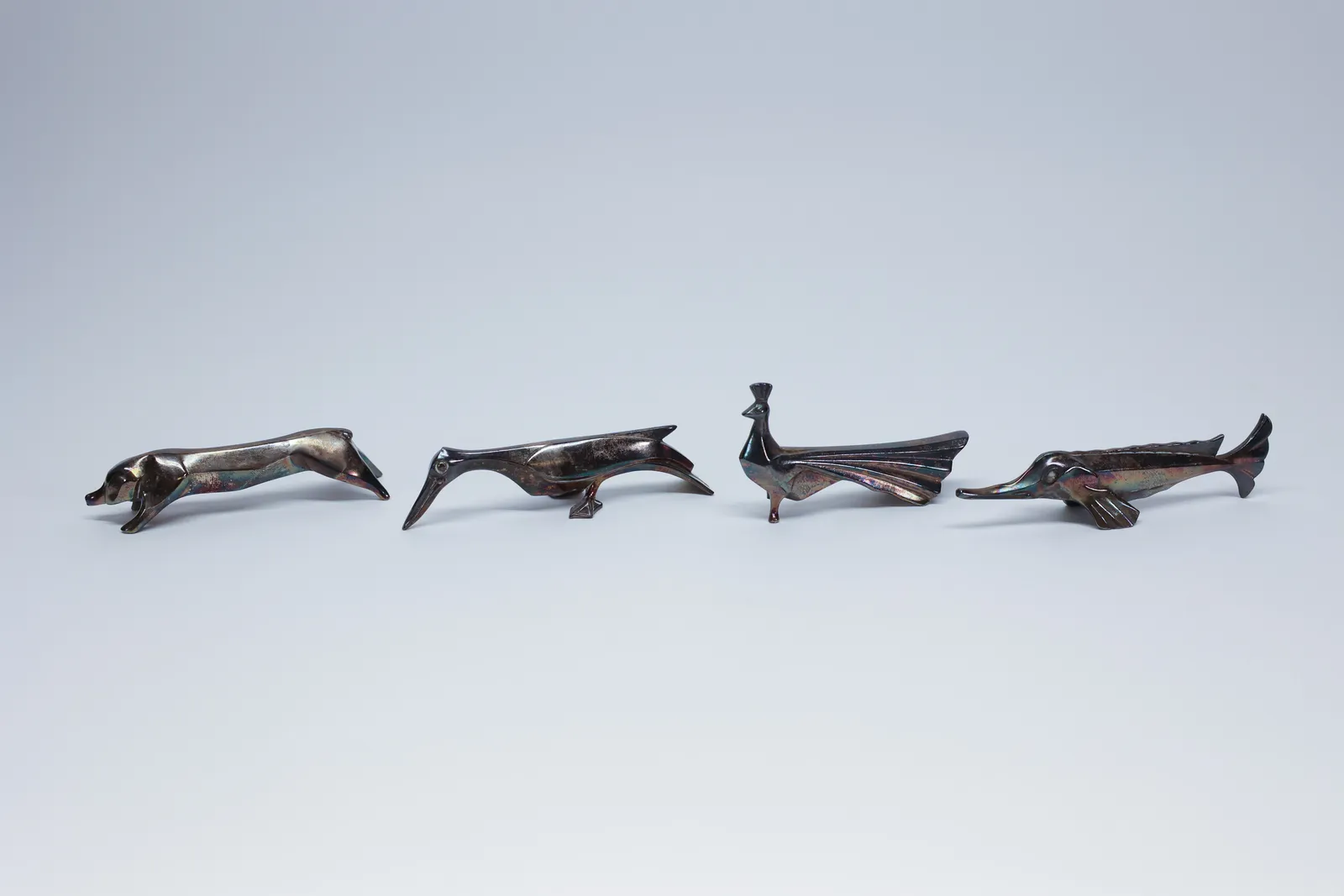 4 Gallia Christofle Silverplate Animal Knife Rests